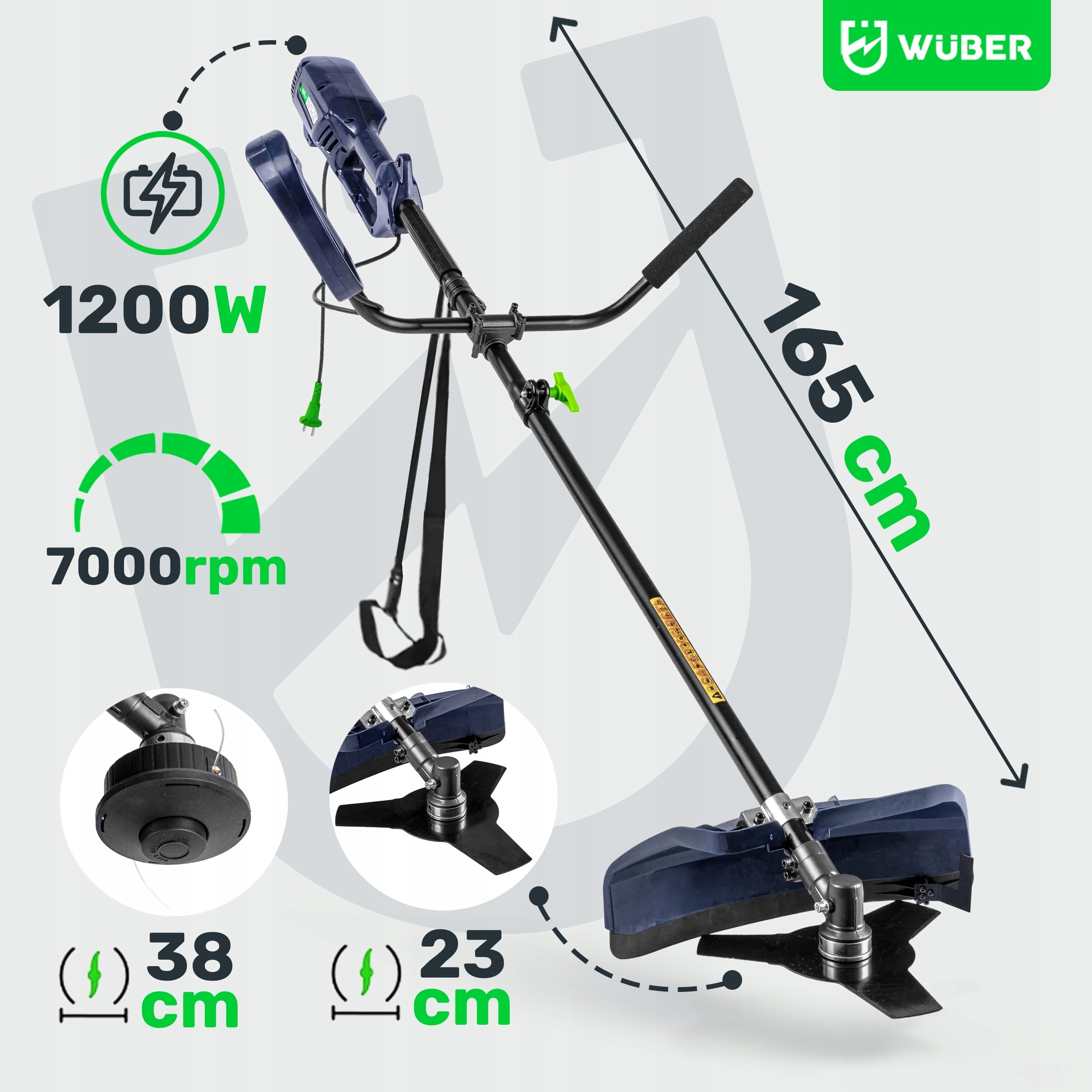 TRIMMER ELECTRIC GRASS SCYTHE BRUSH CUTTER + HEAD LINE BLADE Model W21151 KOSA PODKASZARKA ELEKTRYCZNA DO TRAWY WUBER