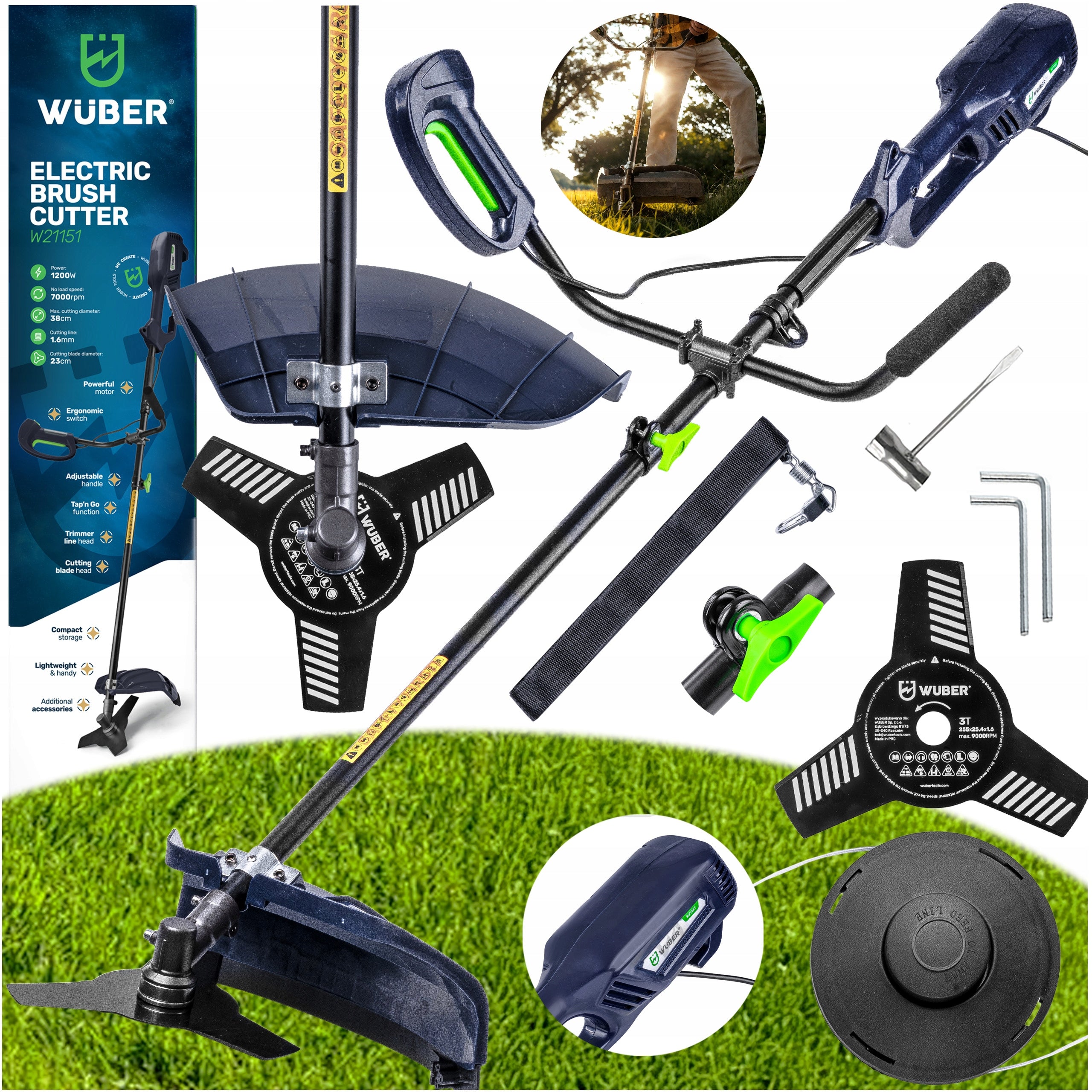 TRIMMER ELECTRIC GRASS SCYTHE BRUSH CUTTER + HEAD LINE BLADE