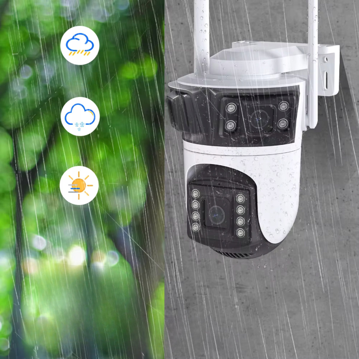 TRIPLE OUTDOOR CAMERA WIFI IP ROTATING CAMERA ICSEE 3in1 QHD 6MP HD Brand no brand