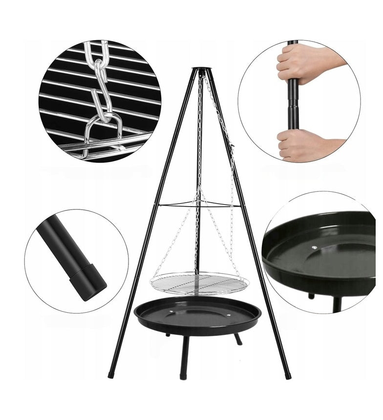 TRIPOD GRILL FOR GARDEN FIREPLACE WITH GRATE FOR HEARTHS 60 CM HEIGHT 152 Grate diameter / width 47 cm