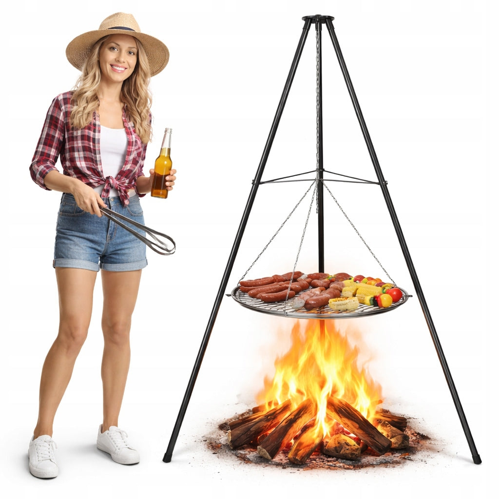 TRIPOD GRILL FOR GARDEN FIREPLACE WITH GRATE FOR HEARTHS 60 CM HEIGHT 152