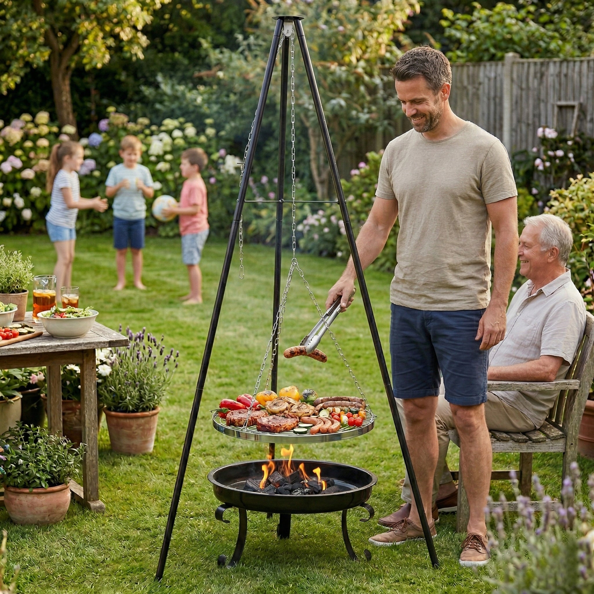 TRIPOD HANGING GRATE Charcoal Grill Garden Fire Pit for Fire Pit 2in1 LARGE Manufacturer code MIR338