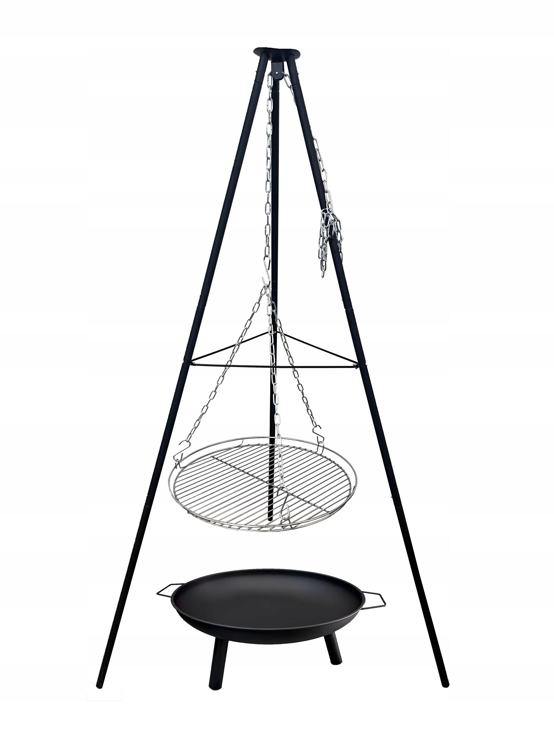 TRIPOD WITH GRATE GARDEN GRILL FOR HEARTHS 60cm 150cm FIREPLACES hanging