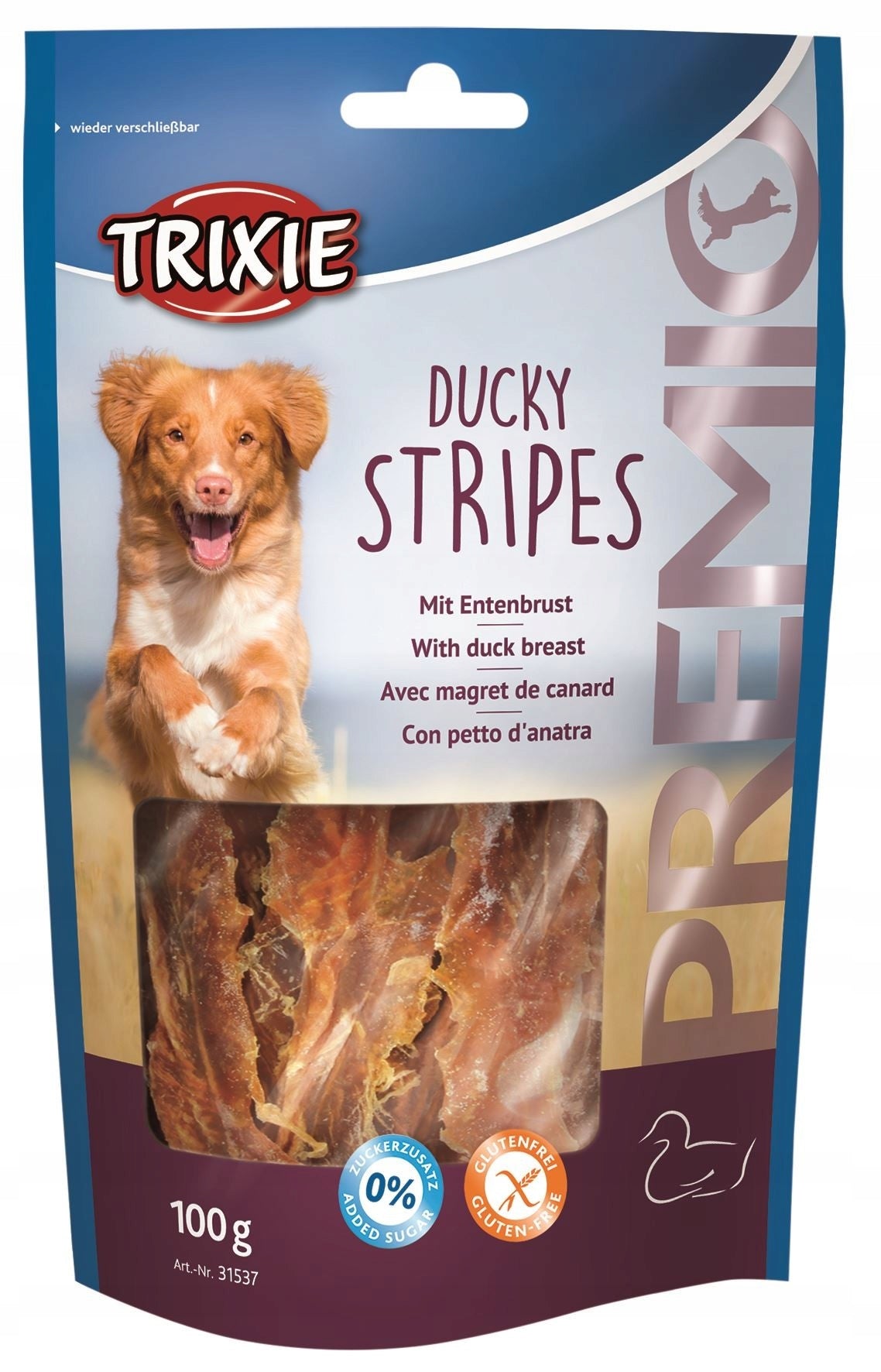TRIXIE Premio Striped Duck Dog Snack 100g Flavor duck