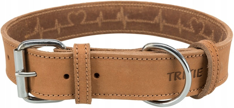 TRIXIE Rustic Heartbeat Leather Dog Collar Brown 47 –55cm/4cm L