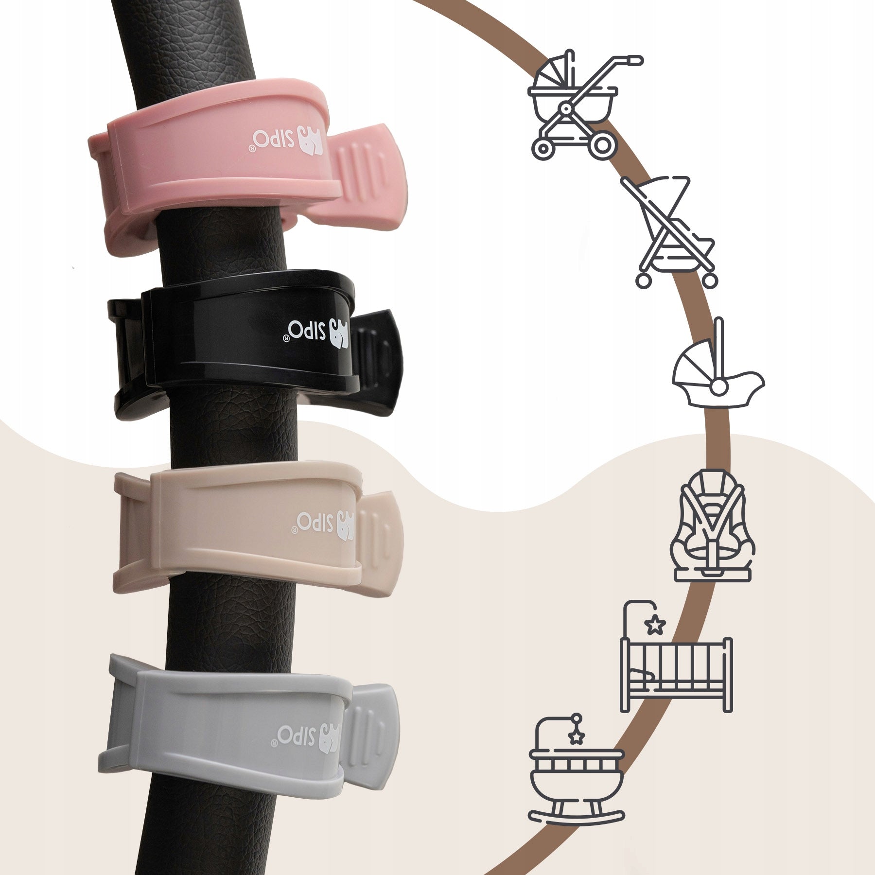 TROLLEY CLIPS SIPO BUCKLES HANDLES FOR FIXING PINK SET OF 2 Manufacturer code SCA-20LP