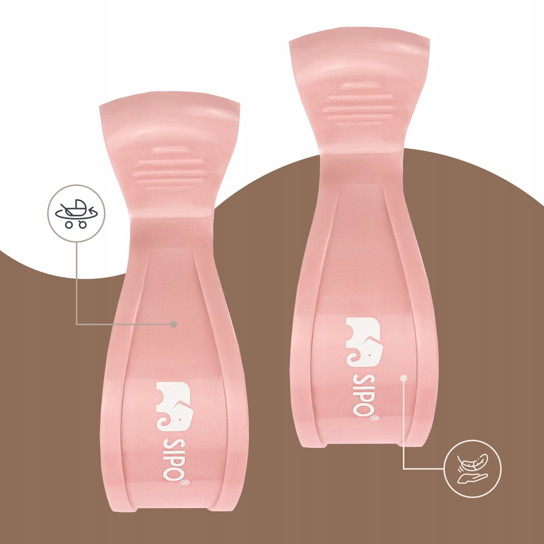 TROLLEY CLIPS SIPO BUCKLES HANDLES FOR FIXING PINK SET OF 2 Packaging status original