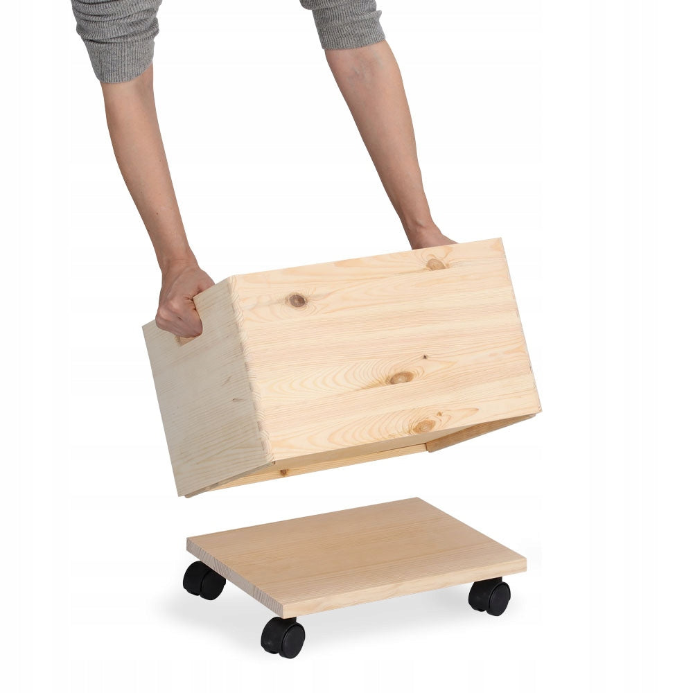 TROLLEY FOR BOXES STAND ON WHEELS WOODEN PLATFORM 35x27 Color brown