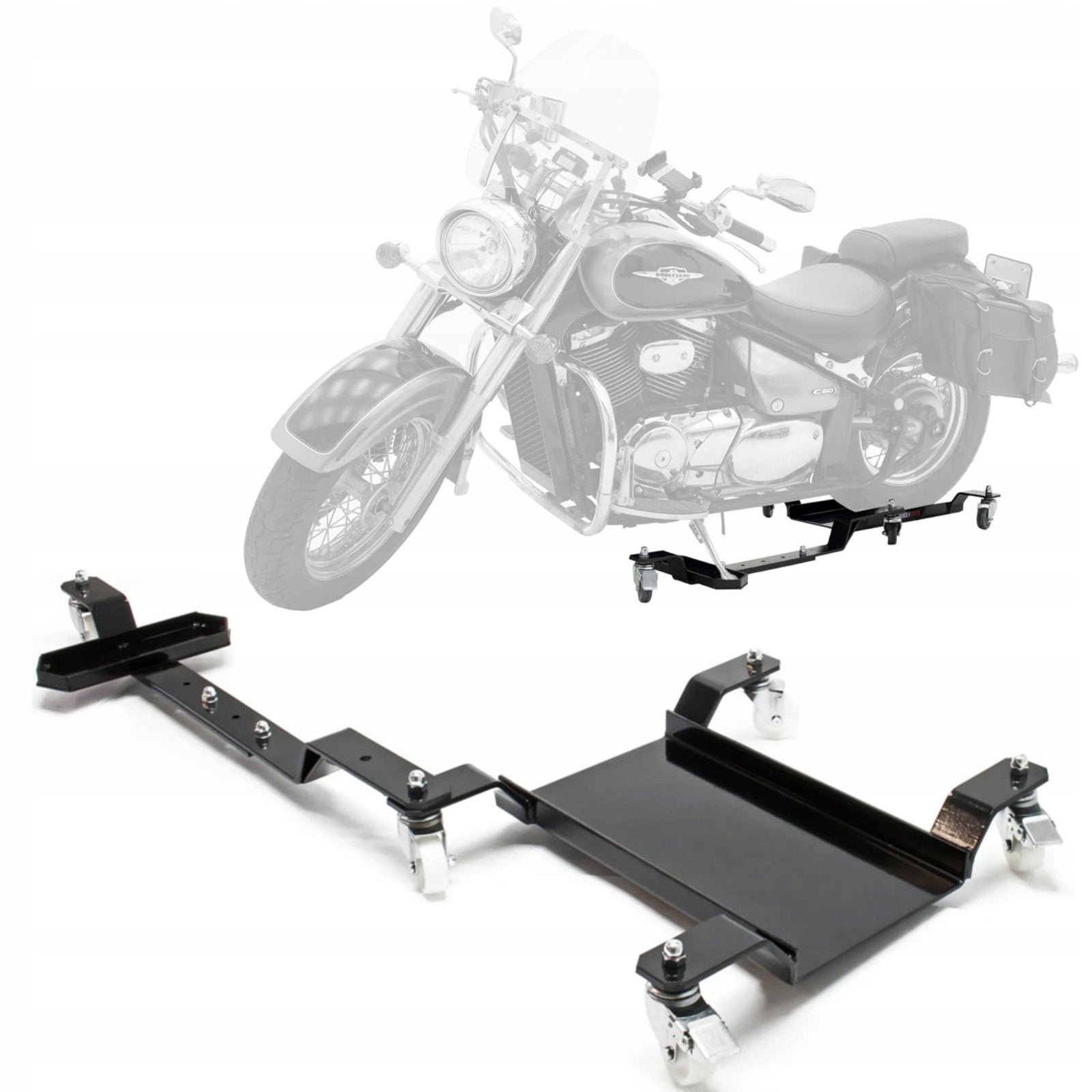 TROLLEY MOTORCYCLE STAND MANOEUVRING PLATFORM FOR MOTORCYCLES ON THE FOOT