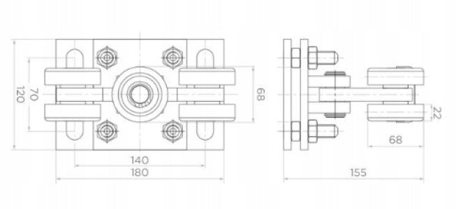 TROLLEY ROLLERS FOR SLIDING GATE SET 80x80 Manufacturer code Wózki do bramy 5 rolkowe poliamidowe