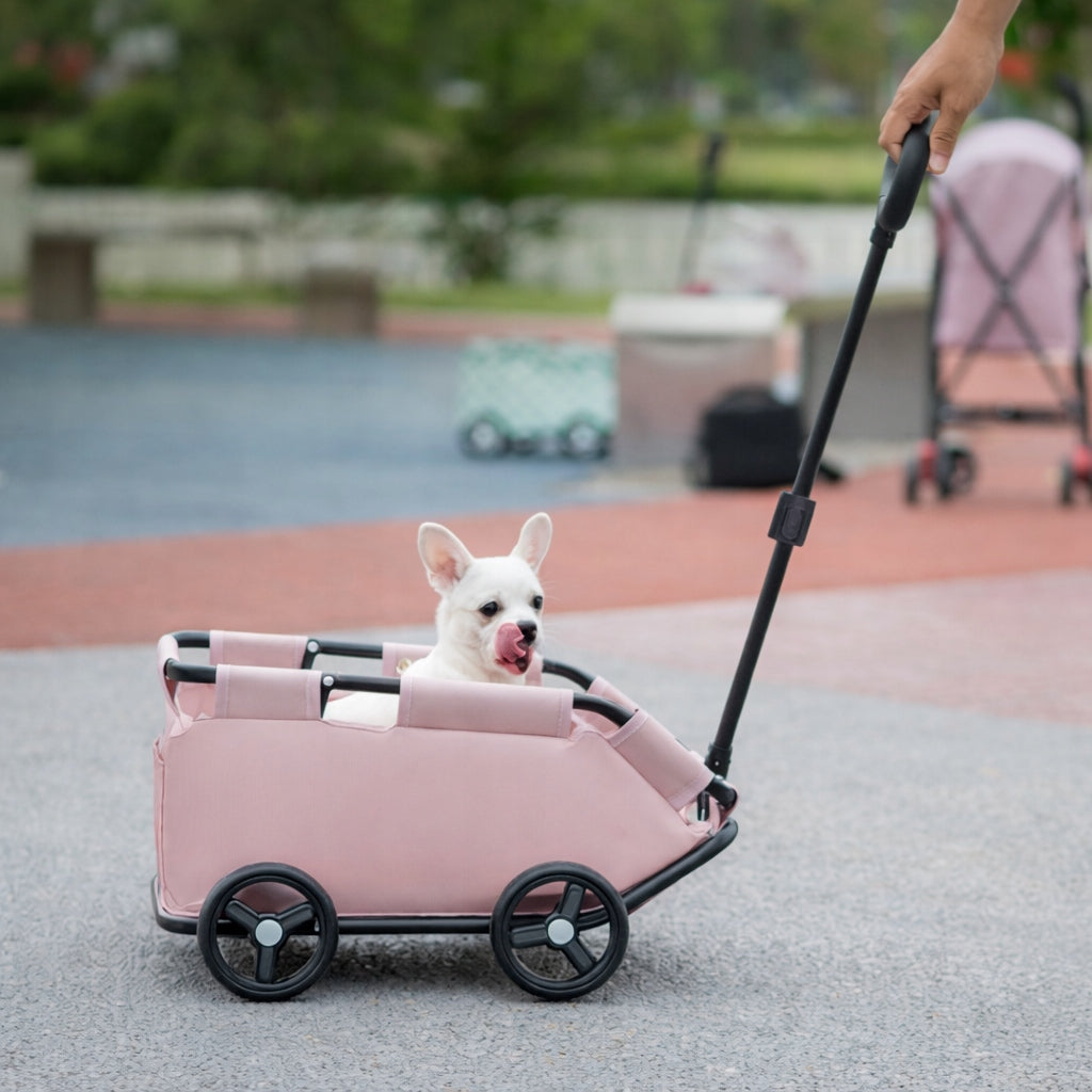 TROLLEY TRANSPORTER FOR DOG OR CAT ON WHEELS BLACK Product depth 31 cm