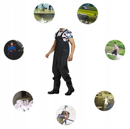 TROUSERS FISHING WADERS HARNESS HOKKAIDO WATERPROOF PANTS SIZE 44 Dominant material rubber