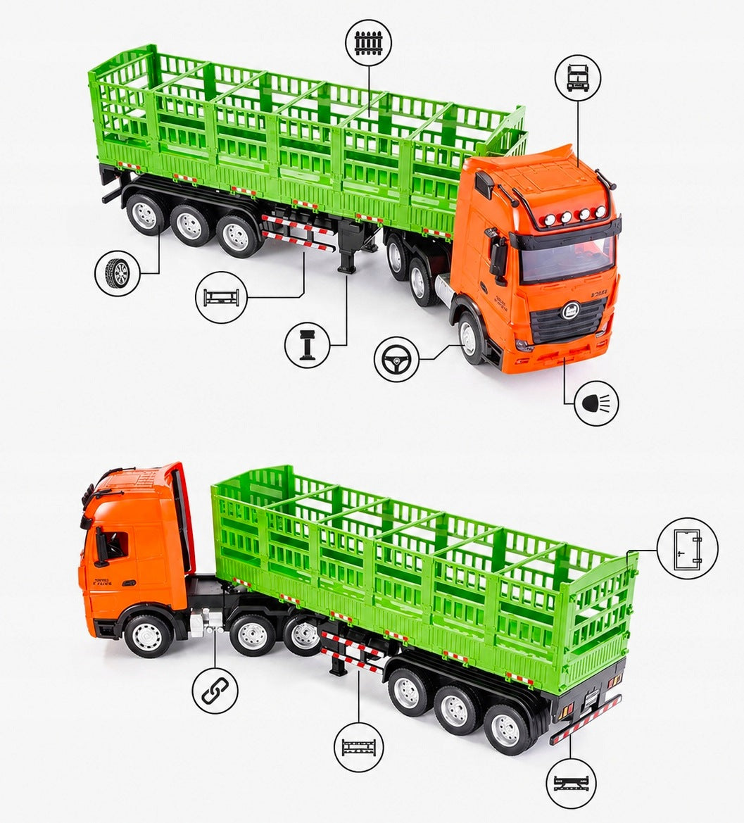 TRUCK HUINA WITH TRAILER LARGE TIR AUTO CAR MACHINE R/C 1:18 LED 6+ Kid's age 6＋ years
