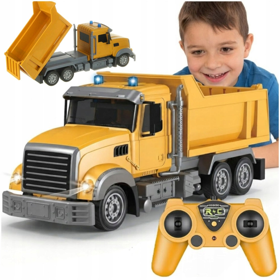 TRUCK REMOTE CONTROLLED DUMP TRUCK AUTO RC VEHICLE SEMI-TRAILER PILOT 2,4 LED