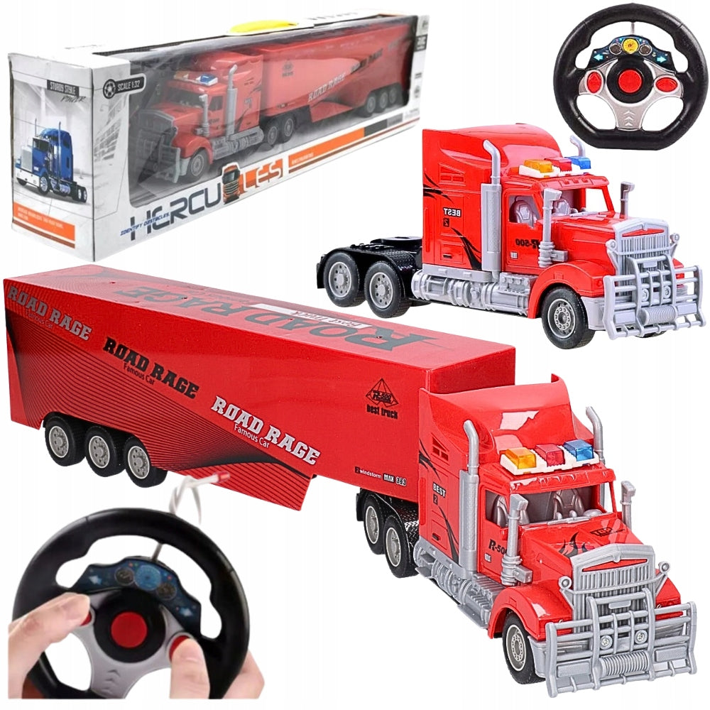 TRUCK TIR REMOTE CONTROLLED LARGE VAN WITH SEMI-TRAILER AND STEERING WHEEL