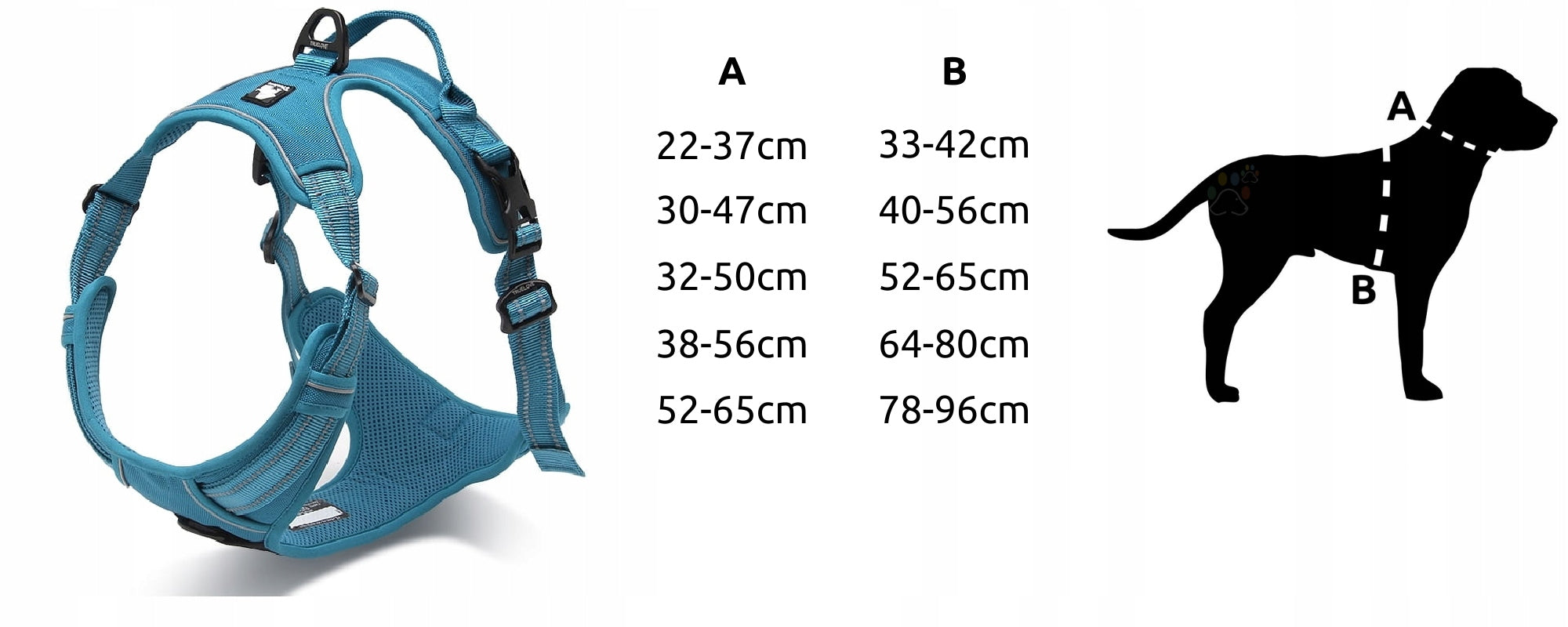 TRUELOVE EASY WALK DOG HARNESS STRONG DURABLE REFLECTIVE BLUE M Size M