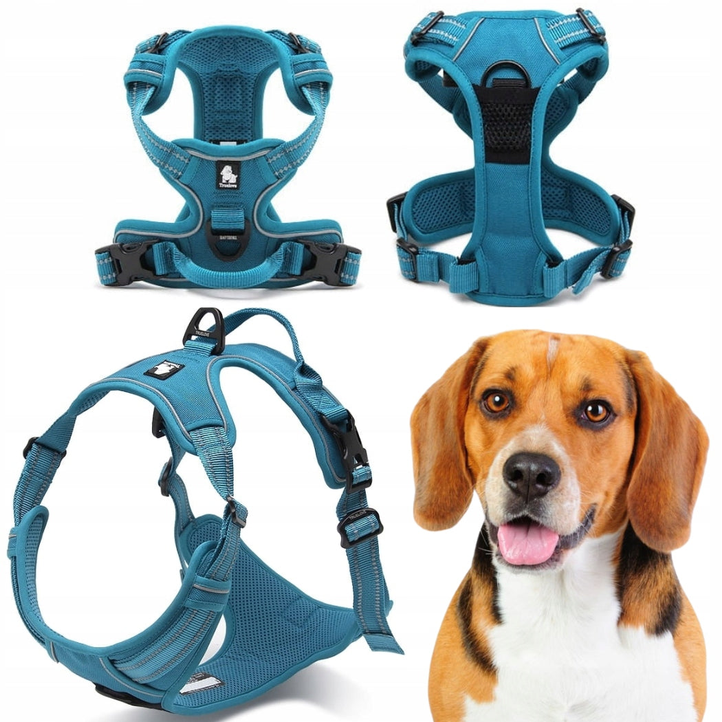TRUELOVE EASY WALK DOG HARNESS STRONG DURABLE REFLECTIVE BLUE M