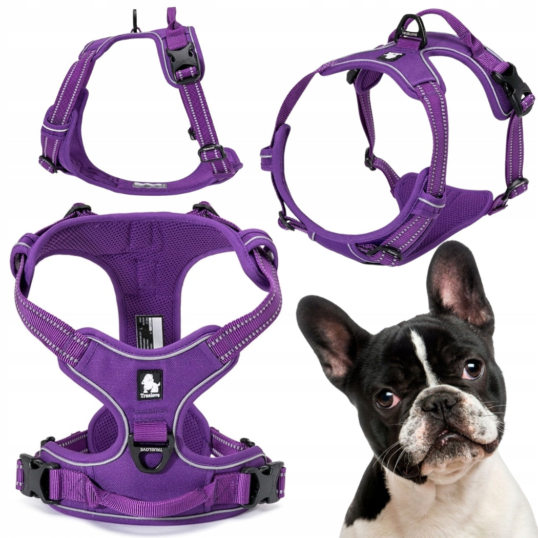 TRUELOVE EASY WALK DOG HARNESS STRONG DURABLE REFLECTIVE PURPLE M