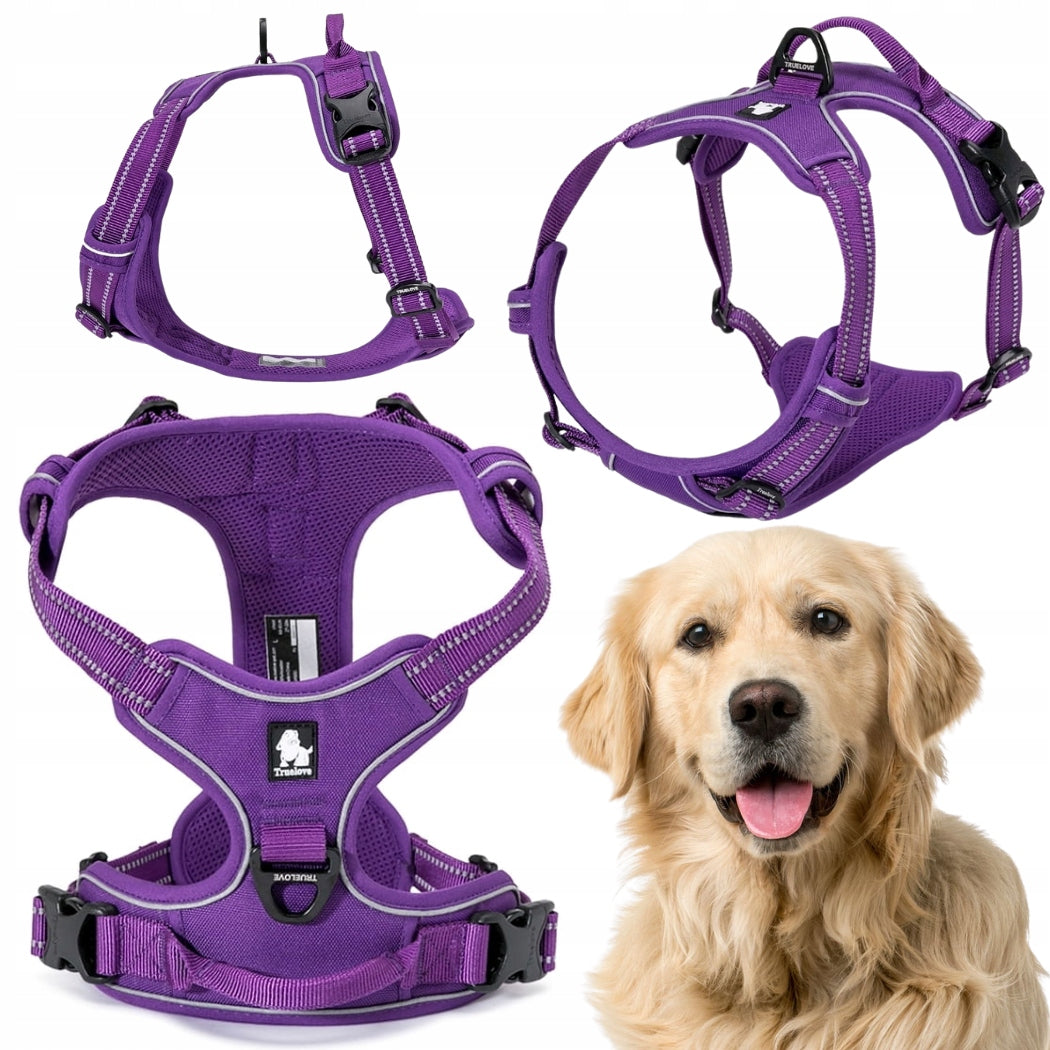TRUELOVE EASY WALK DOG HARNESS STRONG DURABLE REFLECTIVE PURPLE XL