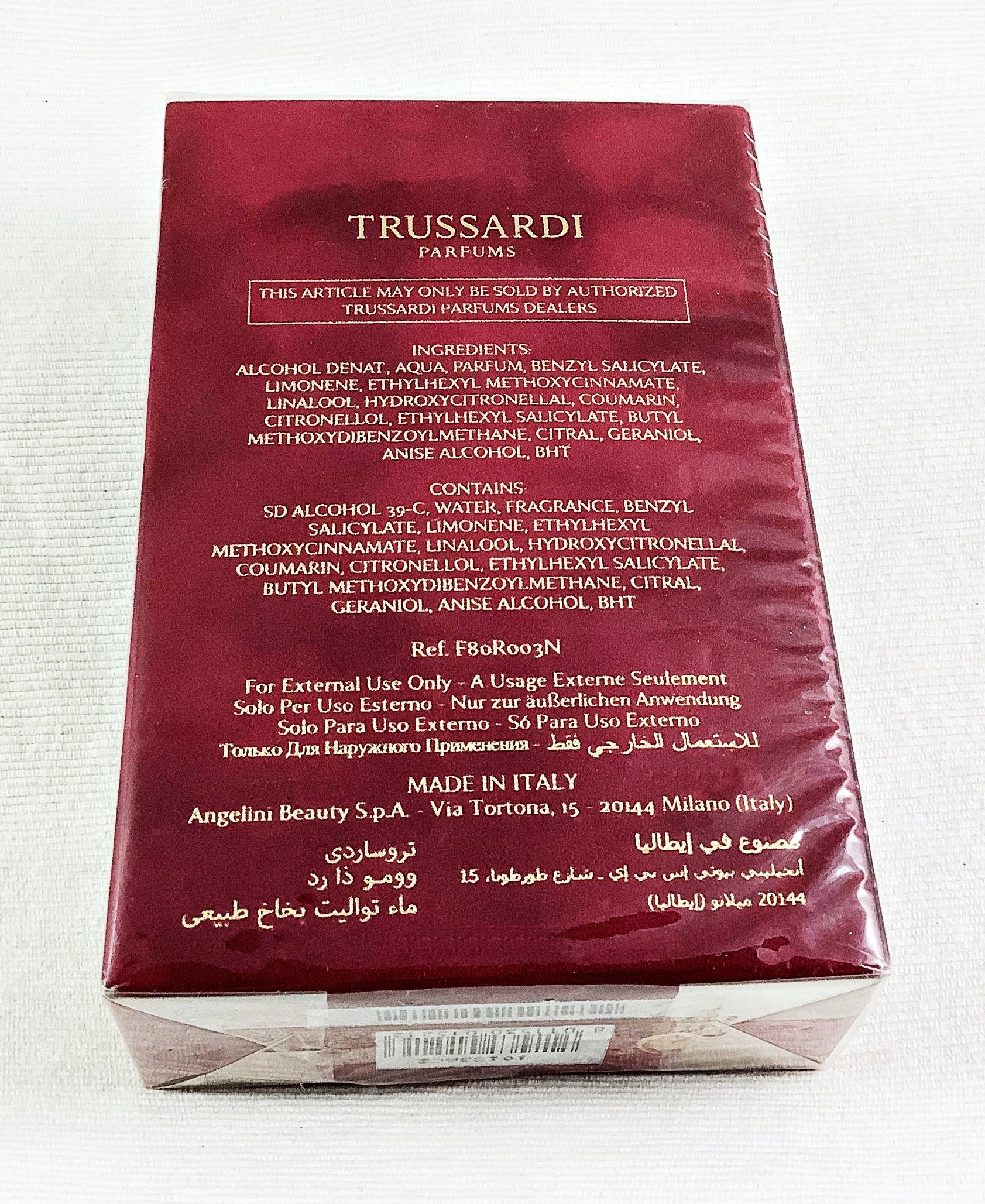 TRUSSARDI RED UOMO 50 ML EAU DE TOILETTE UNIQUE Packaging status original