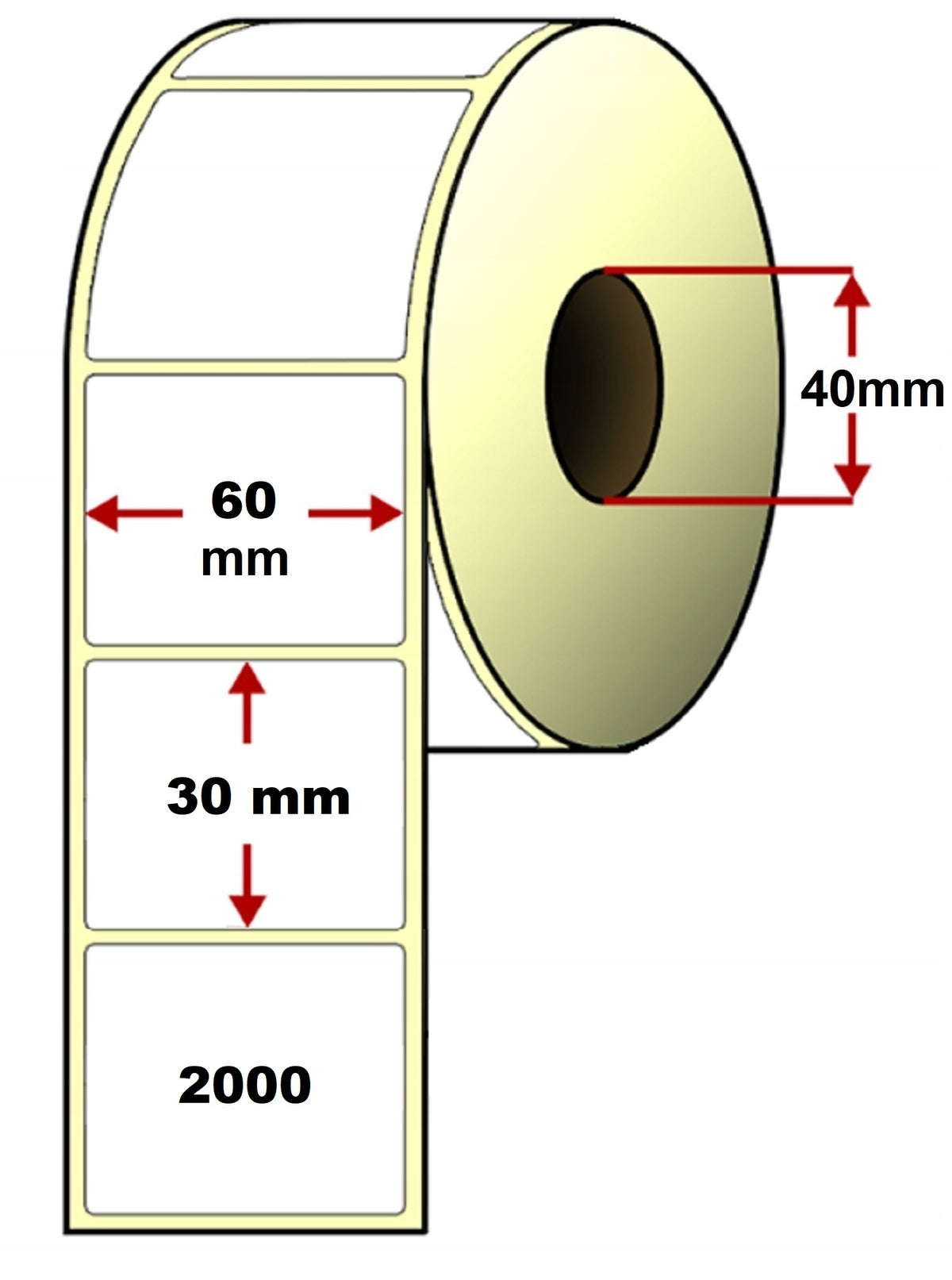 TT Thermal Transfer Labels 60x30mm 2000pcs Manufacturer code Z073