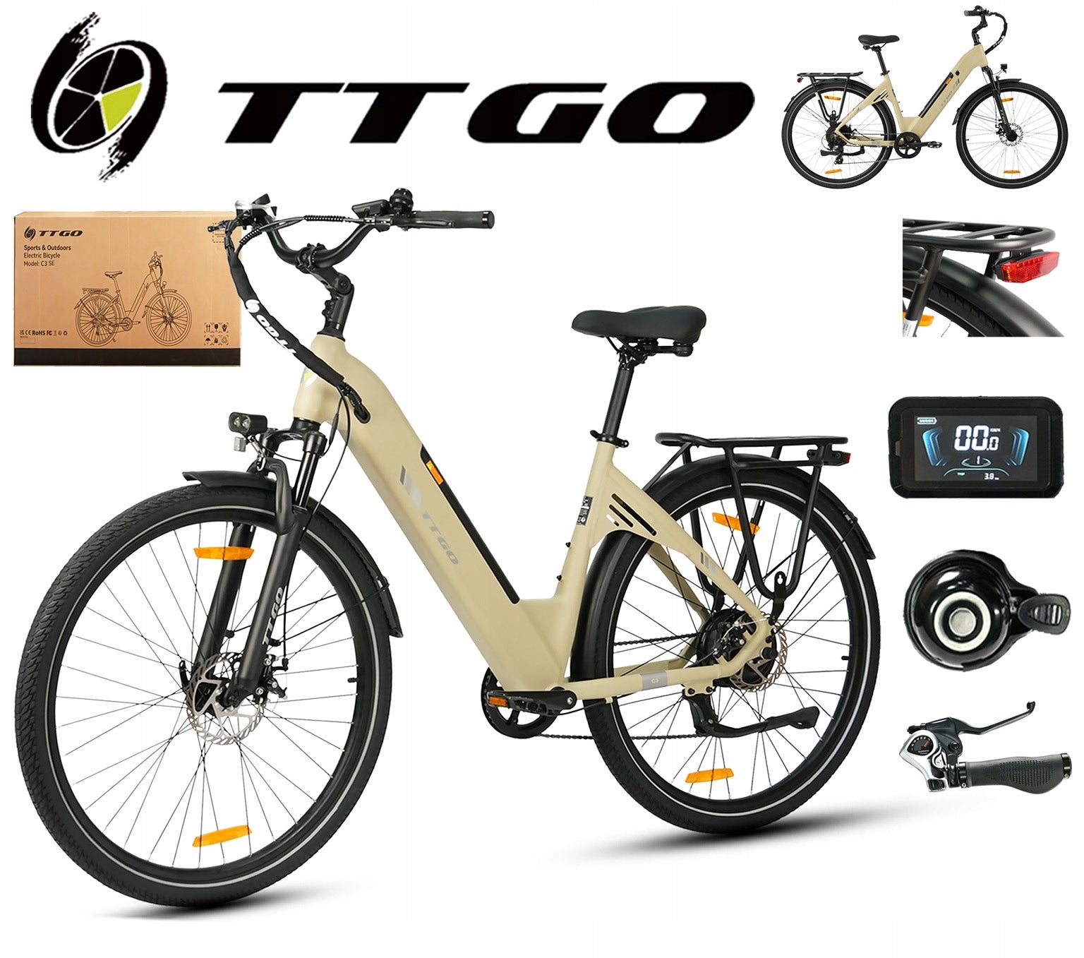 TTGO C3 SE City Electric Bike 28 Inches , 36V 18Ah, Range 120km
