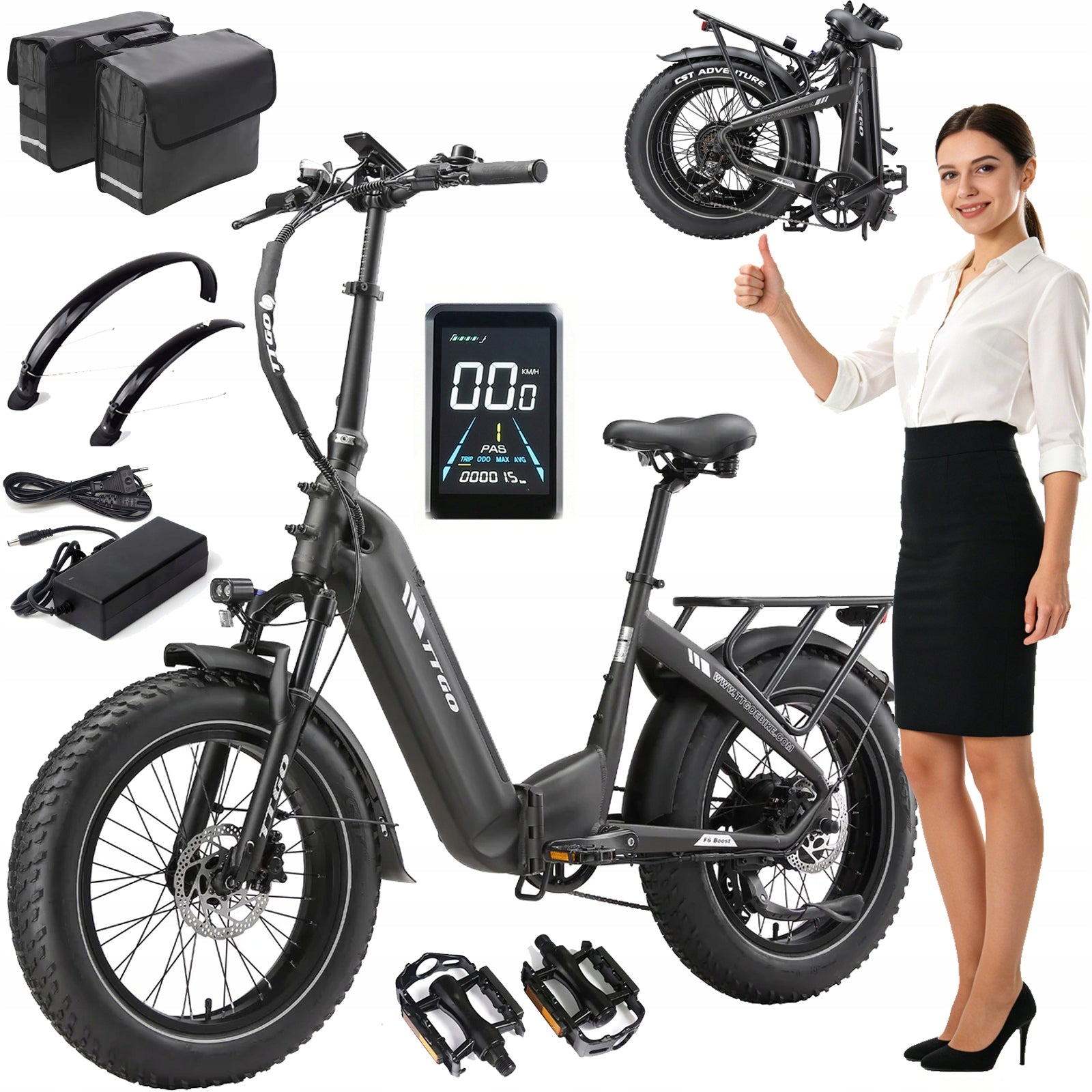TTGO F6 Boost Electric City Bike 250W 48V18AH 25KM/H 140KM 20" 70NM Folding
