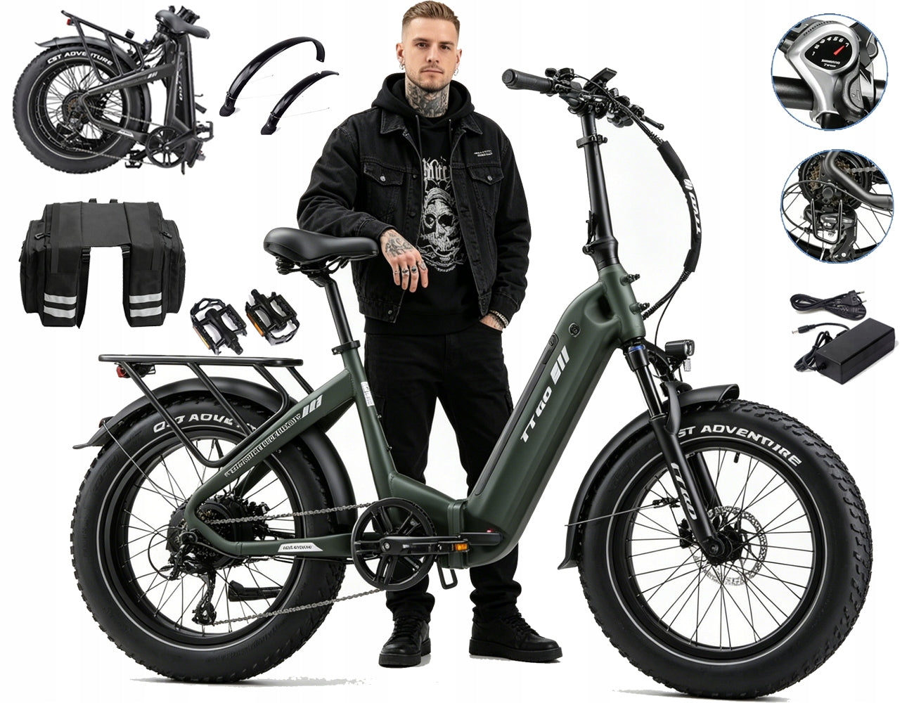 TTGO F6 Boost Folding Electric Bike 250W 18AH 25KM/H 140KM 70Nm 20" EU