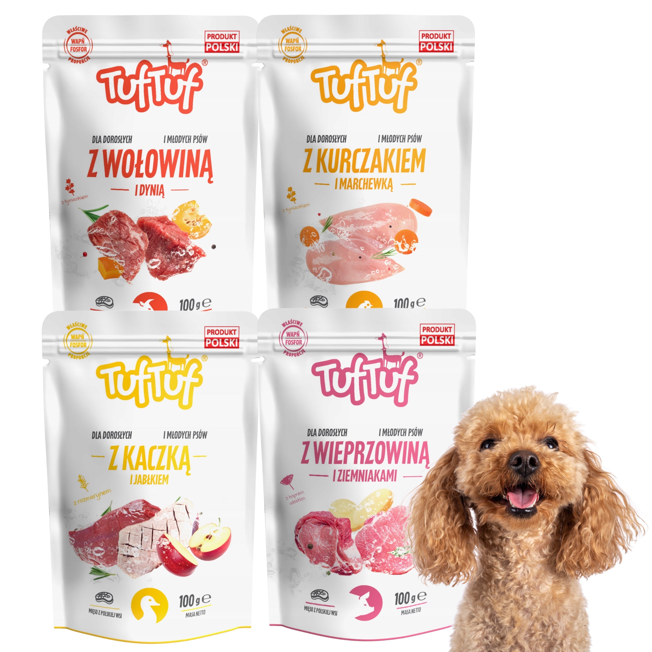 TUF TUF Wet dog food MIX 4 FLAVORS sachets 40x100g Packaging status original