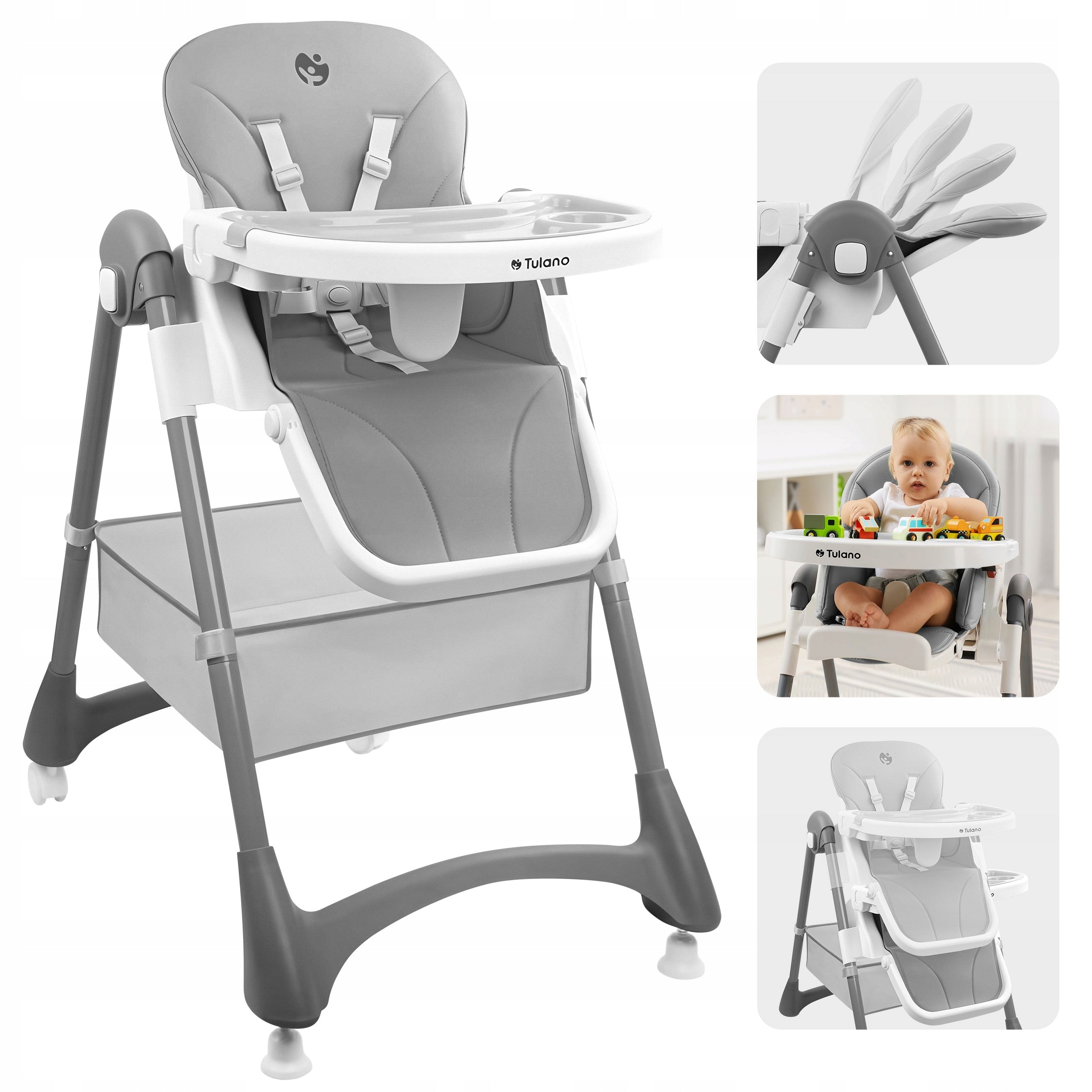 TULANO Adjustable Folding Feeding Chair MORSEL 30 Grey