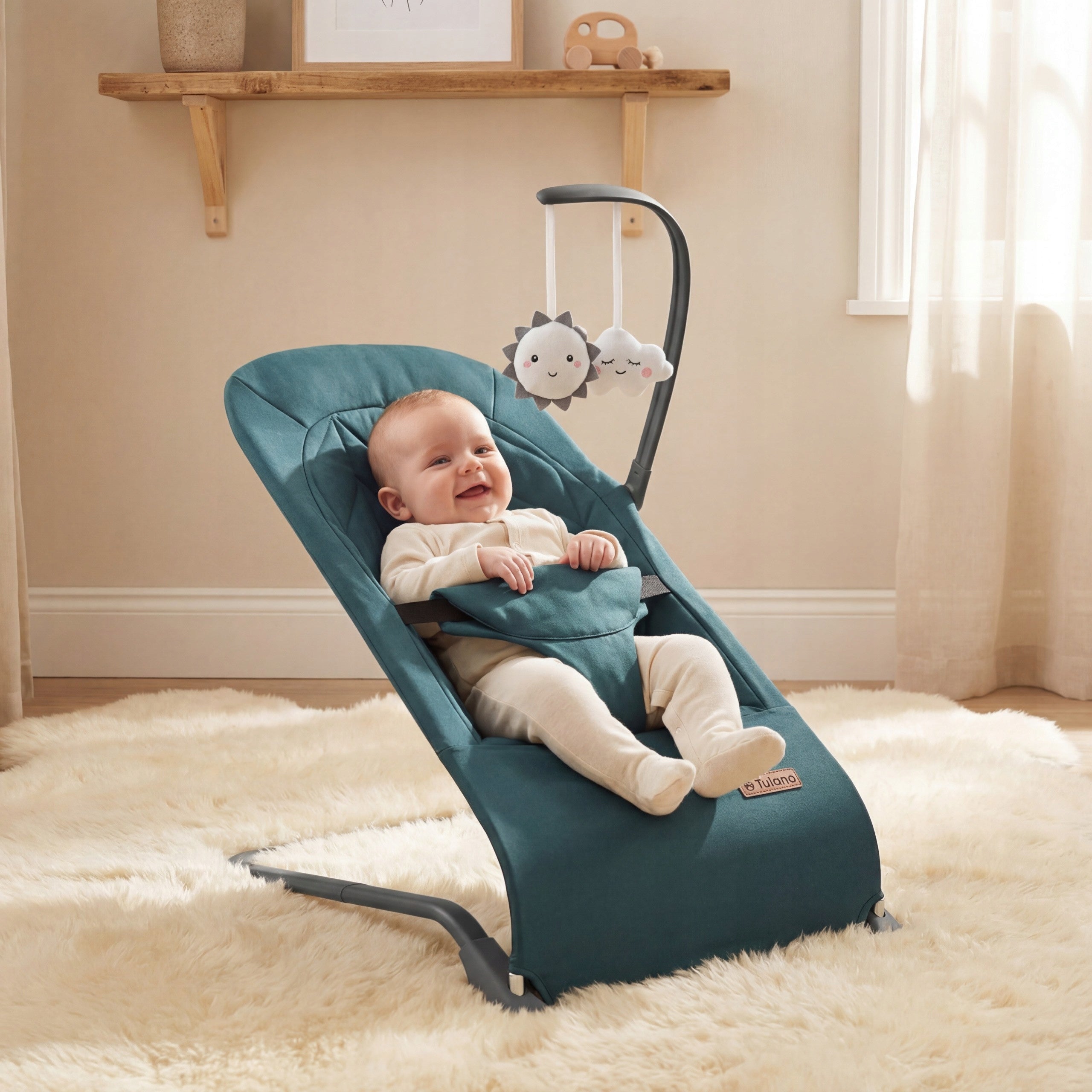 TULANO Baby Rocker Lounger Folding Adjustable with Straps Manufacturer code TN-MOON 10 GREEN