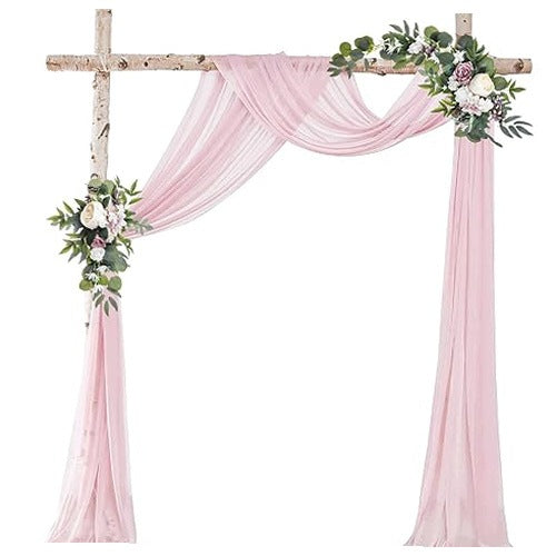 TULLE CURTAIN FOR WEDDING ARCH WHITE LIGHT PINK 75X600 CM for birthday