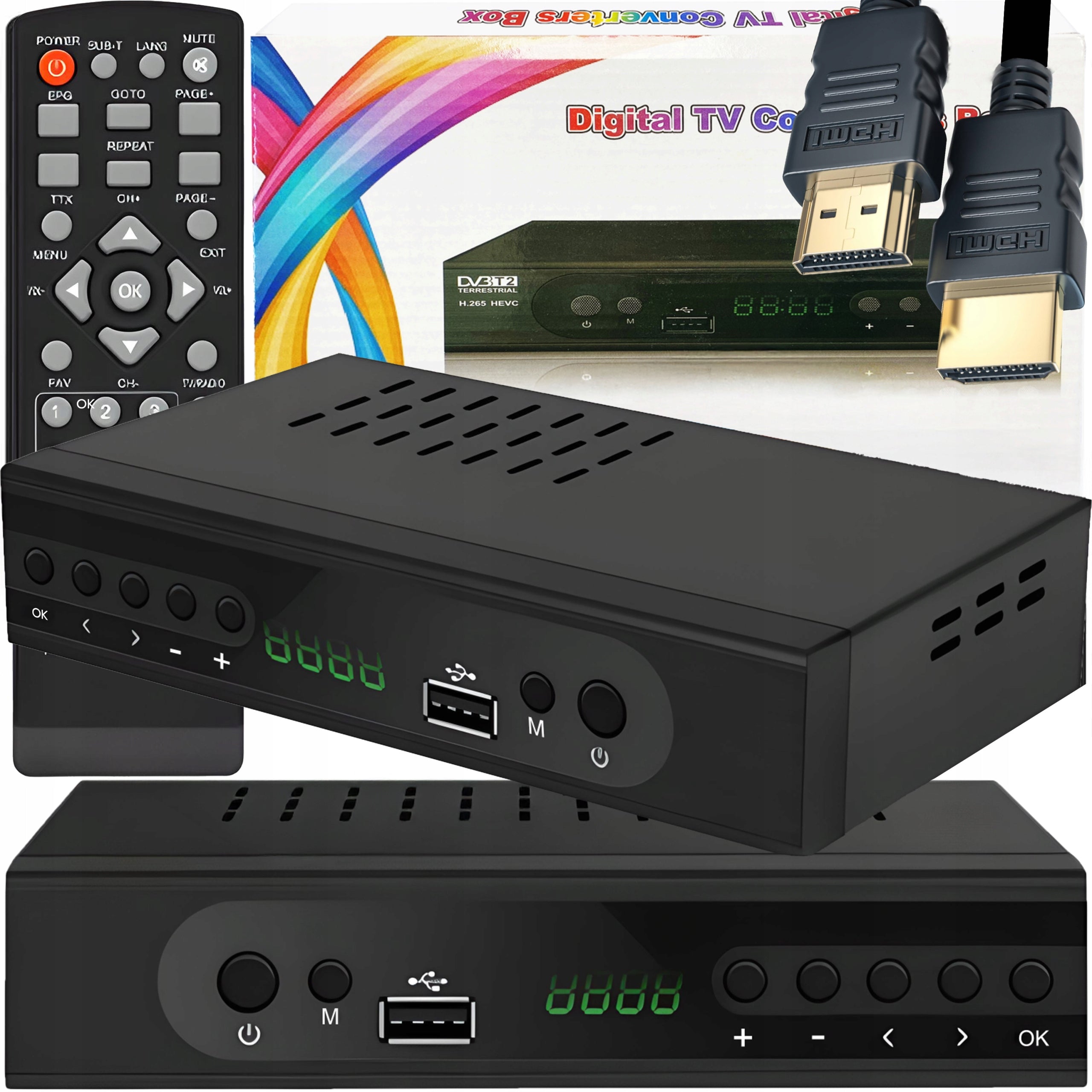TUNER DECODER DVB T2 HEVC H.265 TERRESTRIAL TV 4K ULTRA HD USB REMOTE CONTROL Packaging status original