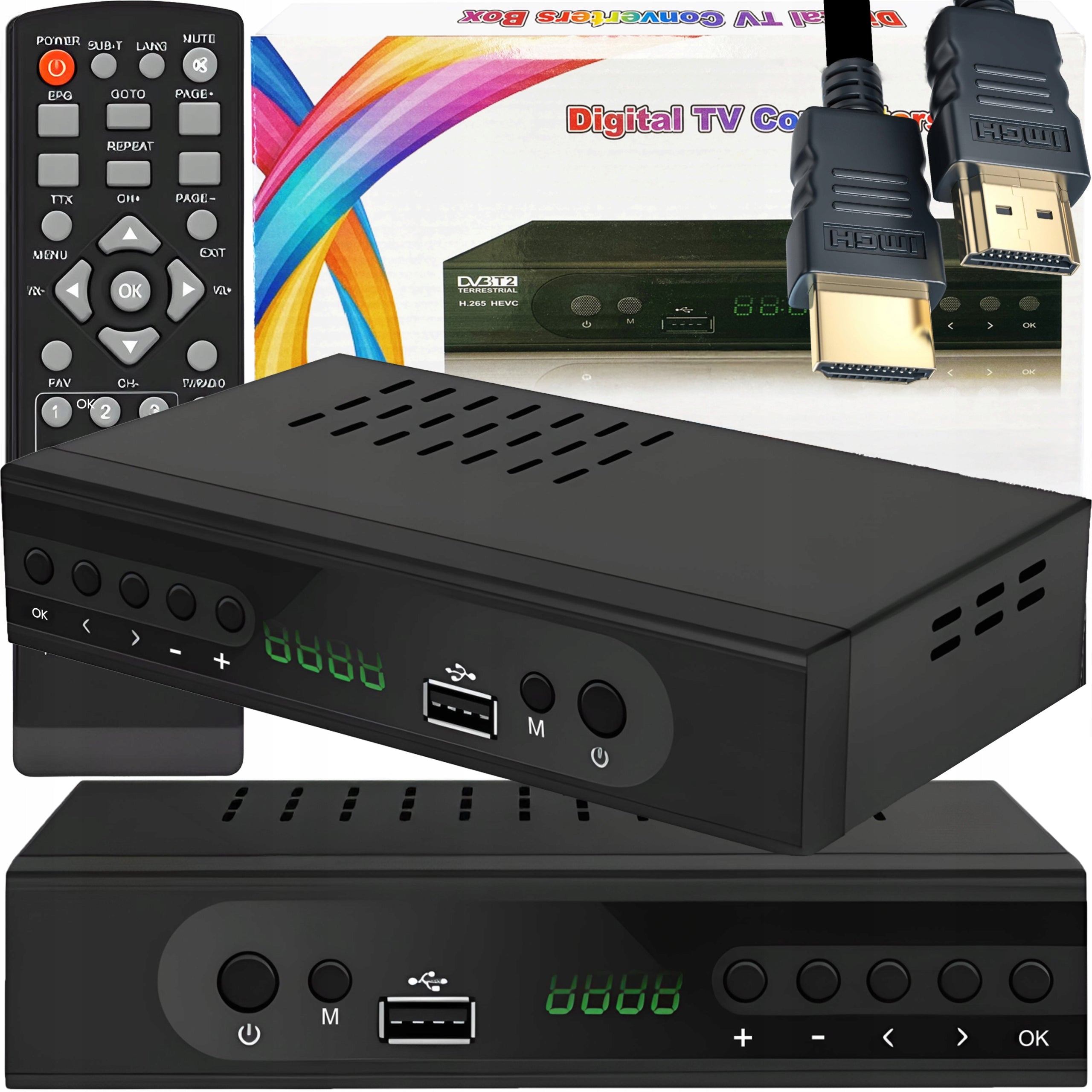 TUNER DECODER DVB T2 HEVC H.265 TERRESTRIAL TV 4K ULTRA HD USB REMOTE CONTROL