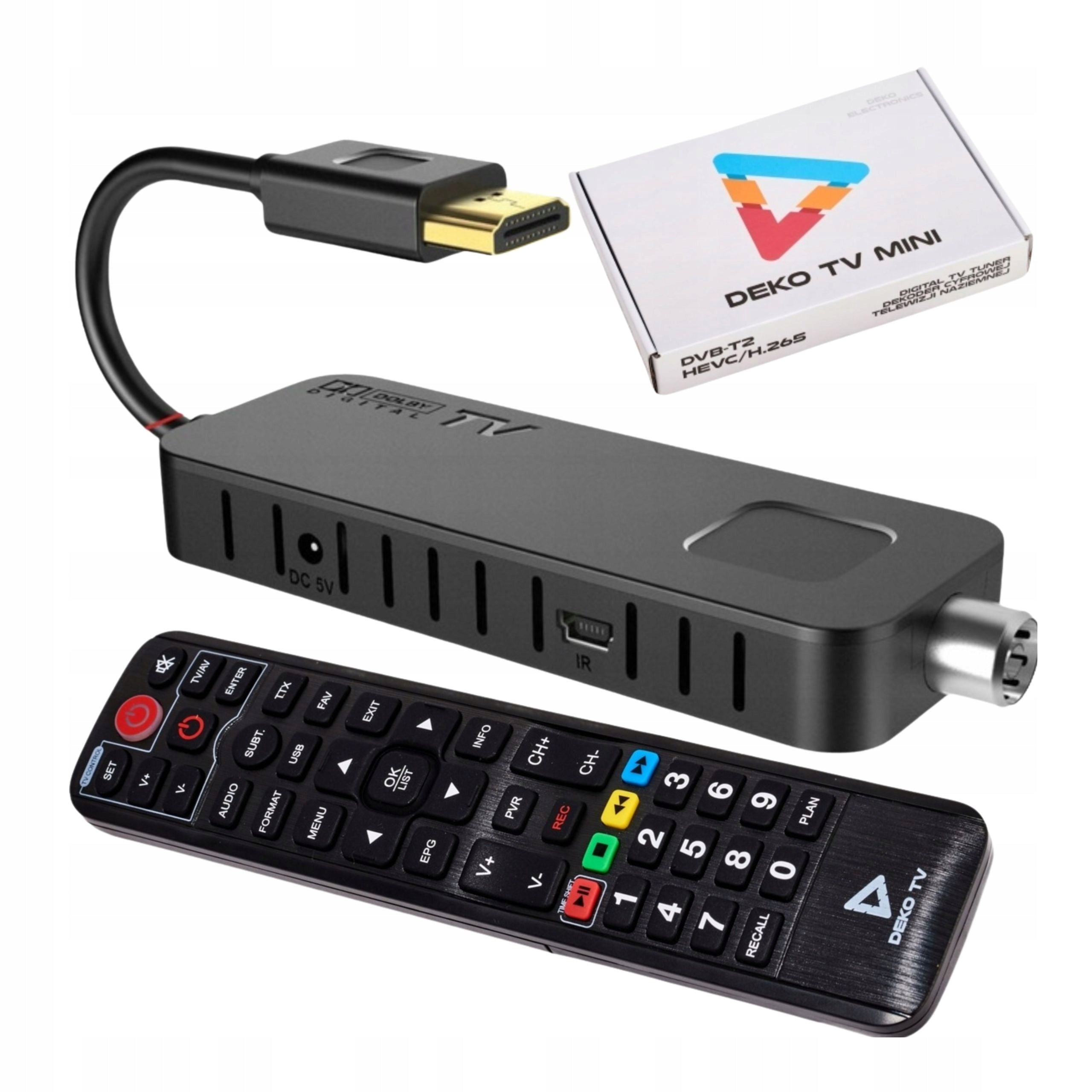 TUNER DECODER DVB-T2TV TERRESTRIAL DEKO TV MINI HEVC HDMI REMOTE RECORDING