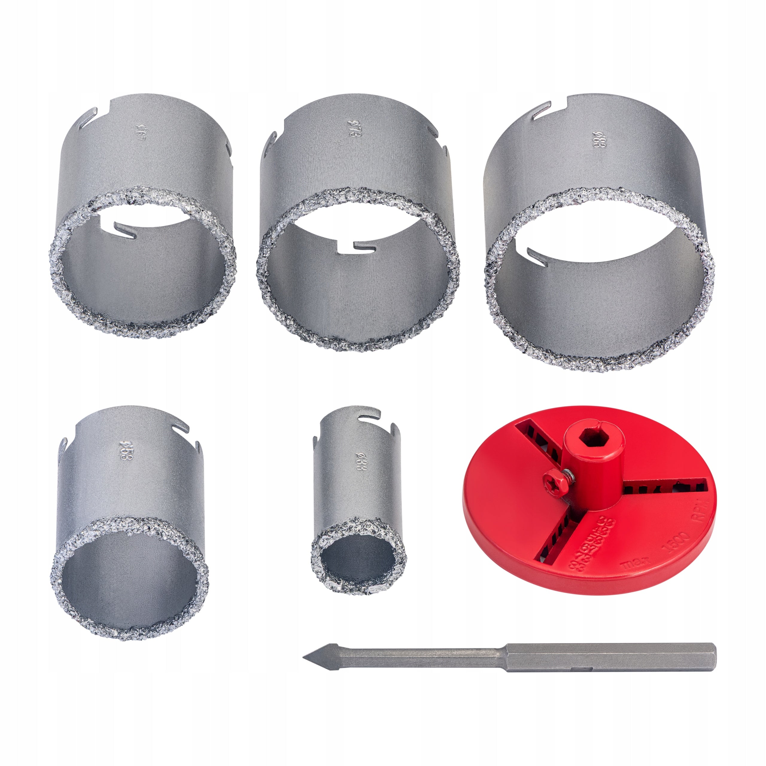 TUNGSTEN CARBIDE HOLE SAWS AND LOCATING PLATE SET 33-83 MM, 6 PCS, ADAPTER Manufacturer code TK0005