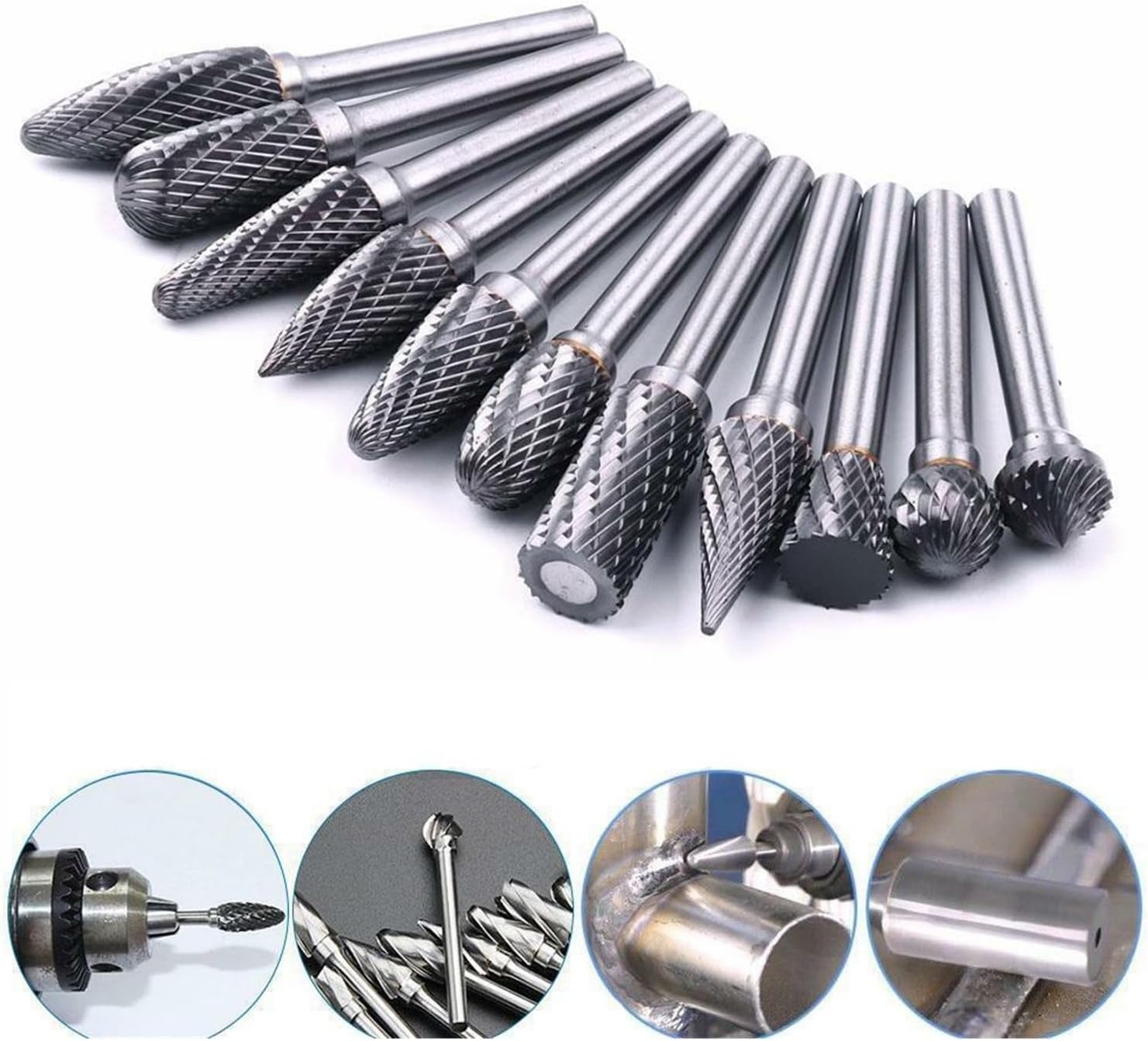 TUNGSTEN CEMENTED CARBIDE METAL END MILLS SET OF 10PCS 3MM Brand DKM