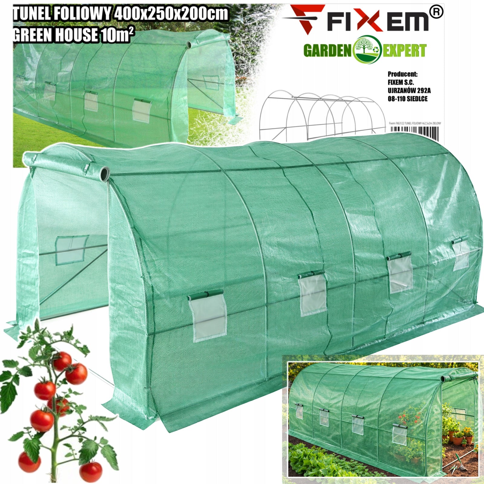 TUNNEL FRAME 3x2m CONSTRUCTION FOR FOIL TUNNEL 300x200x200cm WITHOUT FOIL Length 300 m