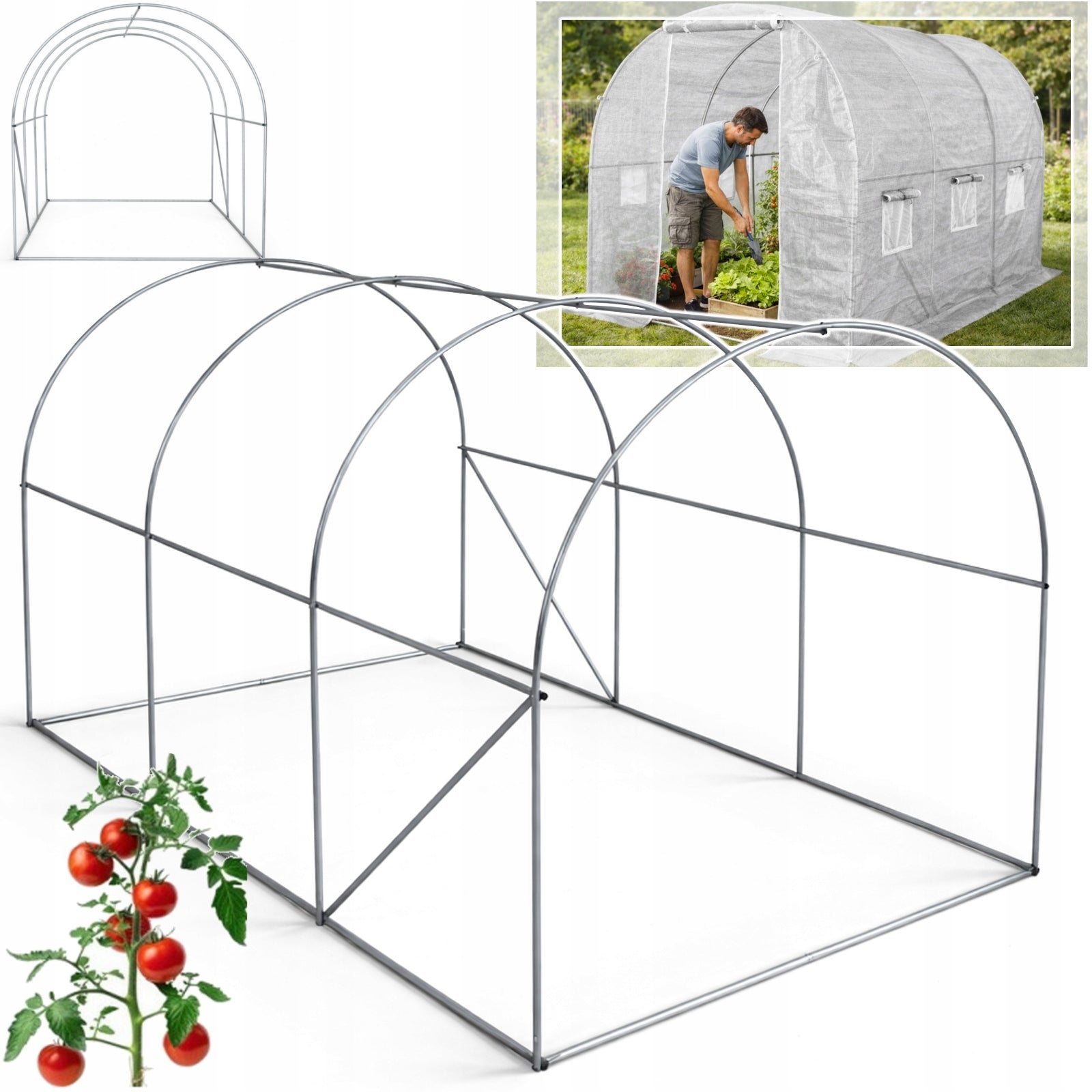 TUNNEL FRAME 3x2m CONSTRUCTION FOR FOIL TUNNEL 300x200x200cm WITHOUT FOIL