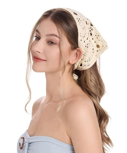 TURBAN HEADBAND WOMEN'S COTTON CROCHETED HANDMADE BEIGE for hair Brand no brand