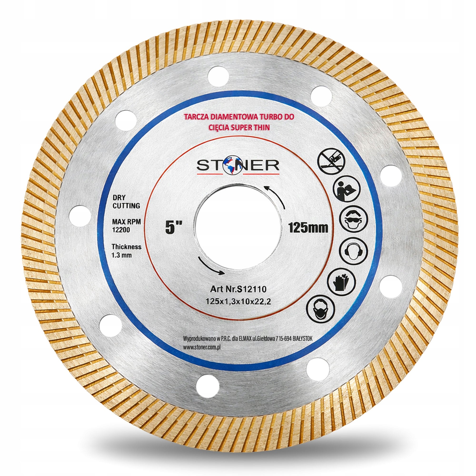 TURBO DIAMOND BLADE FOR CUTTING STONEWARE TILES SUPER THIN 125 mm