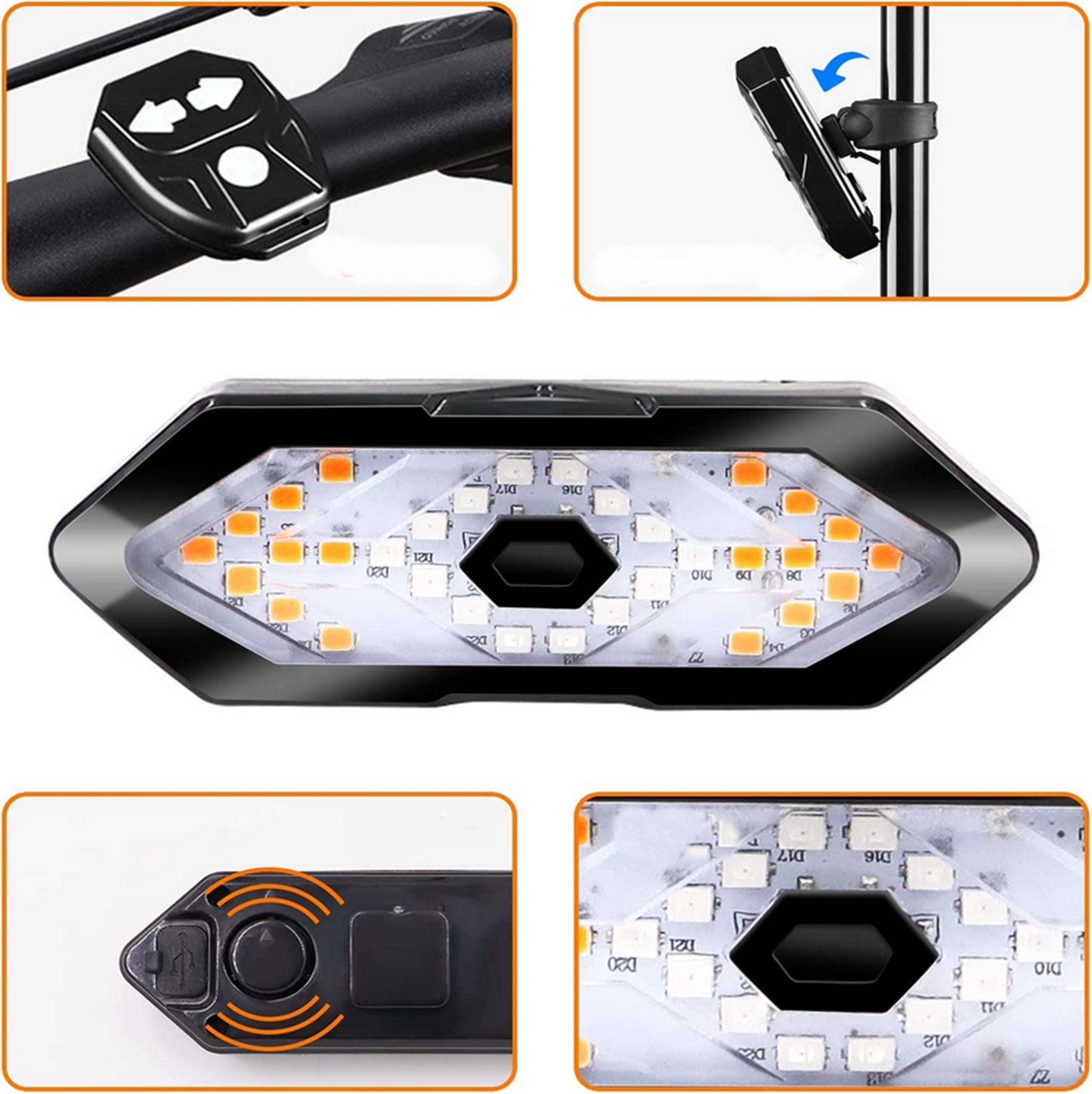 TURN SIGNALS BIKE LIGHT SIGNALING REAR LED REMOTE CONTROL LIGHTING LAMP Light beam 1400 lm