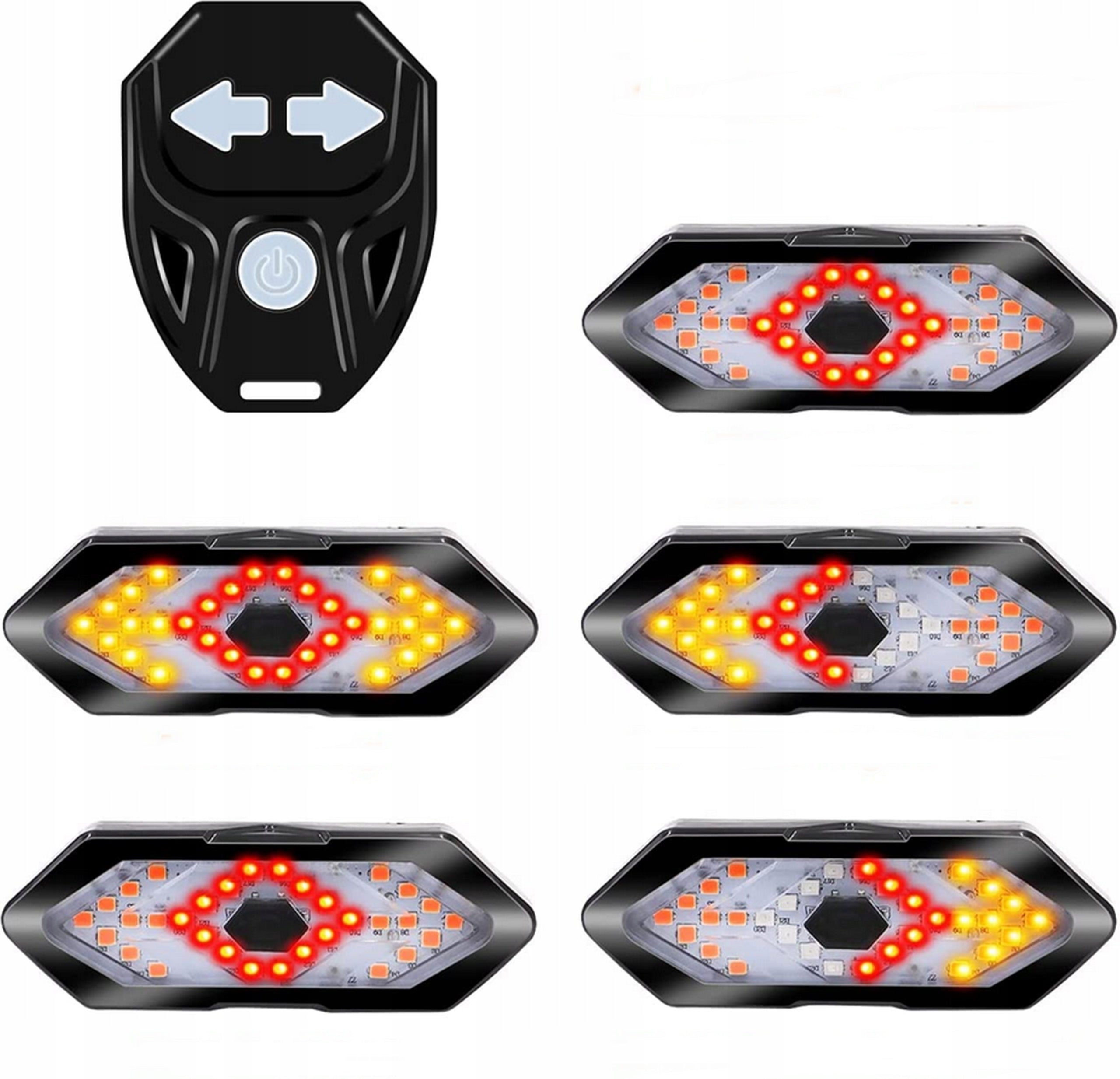 TURN SIGNALS BIKE LIGHT SIGNALING REAR LED REMOTE CONTROL LIGHTING LAMP Model WODOODPORNE LAMPKI LED NA ROWER HULAJNOGĘ
