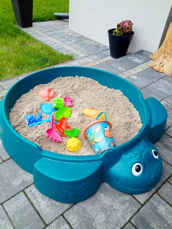 TURQUOISE GARDEN SANDBOX LITTLE TIKES TURTLE WITH LID Packaging status original