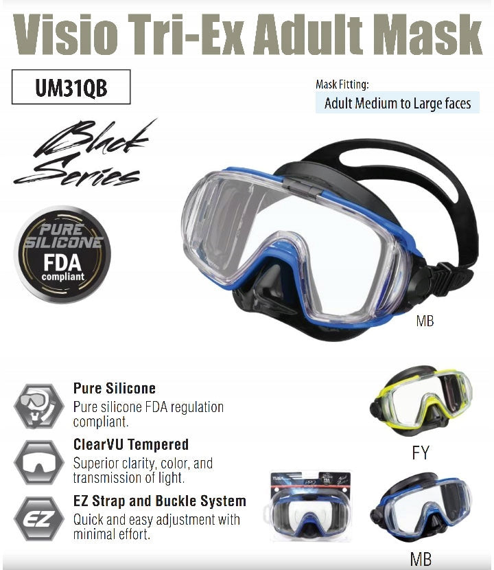 TUSA DIVING MASK VISIO TRI-EX PRO snorkeling diving UM31 QBFY Manufacturer code UM-31QBFY
