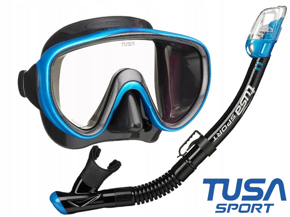 TUSA DIVING SET SERENE PRO snorkel DRY snorkeling +ETUI blue