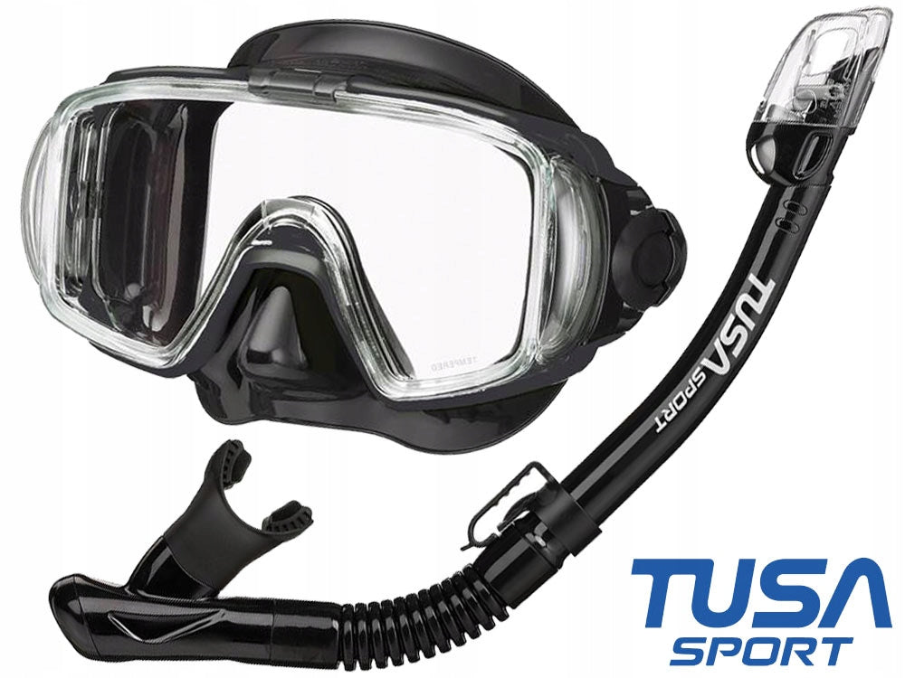 TUSA DIVING SET mask VISIO + snorkel DRY VALVE UC3125 BK