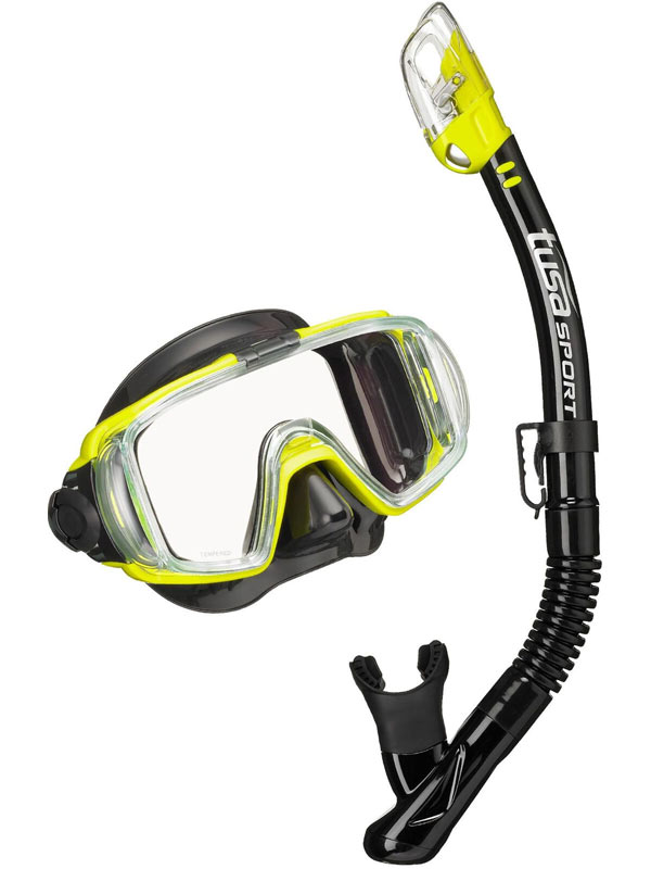 TUSA DIVING SET mask VISIO + snorkel DRY VALVE UC3125 FY Packaging status original