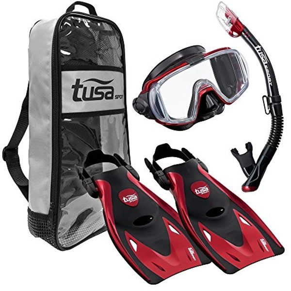 TUSA Snorkeling set VISIO TRI-EX Mask Pipe Fins M 36-42 RED Color red