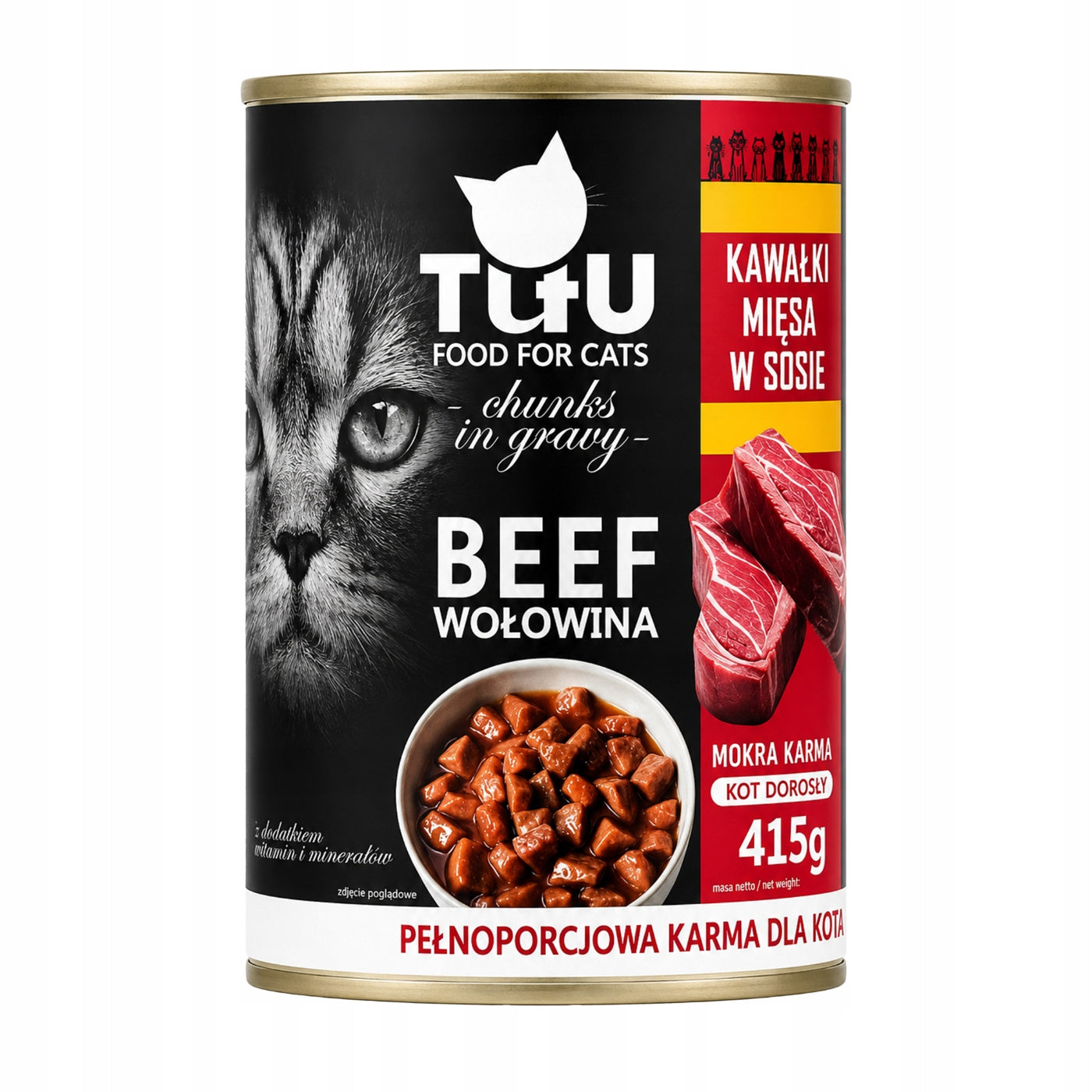 TUTU wet cat food Beef can 415g Pieces in sauce
